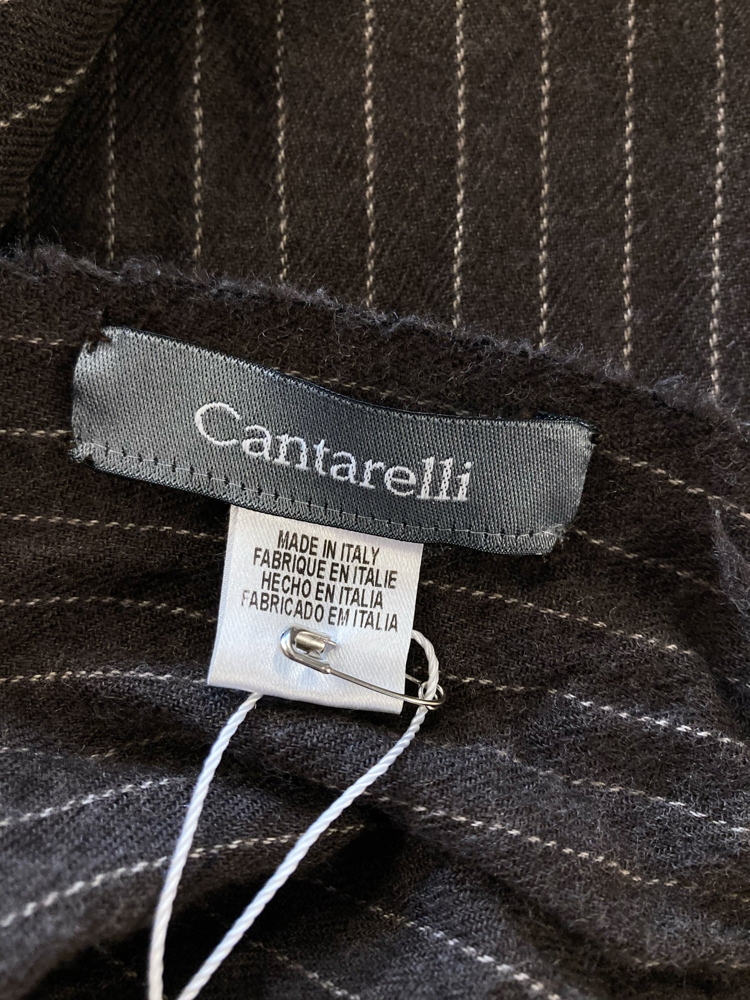 Vintage Cantarelli striped brown wool scarf