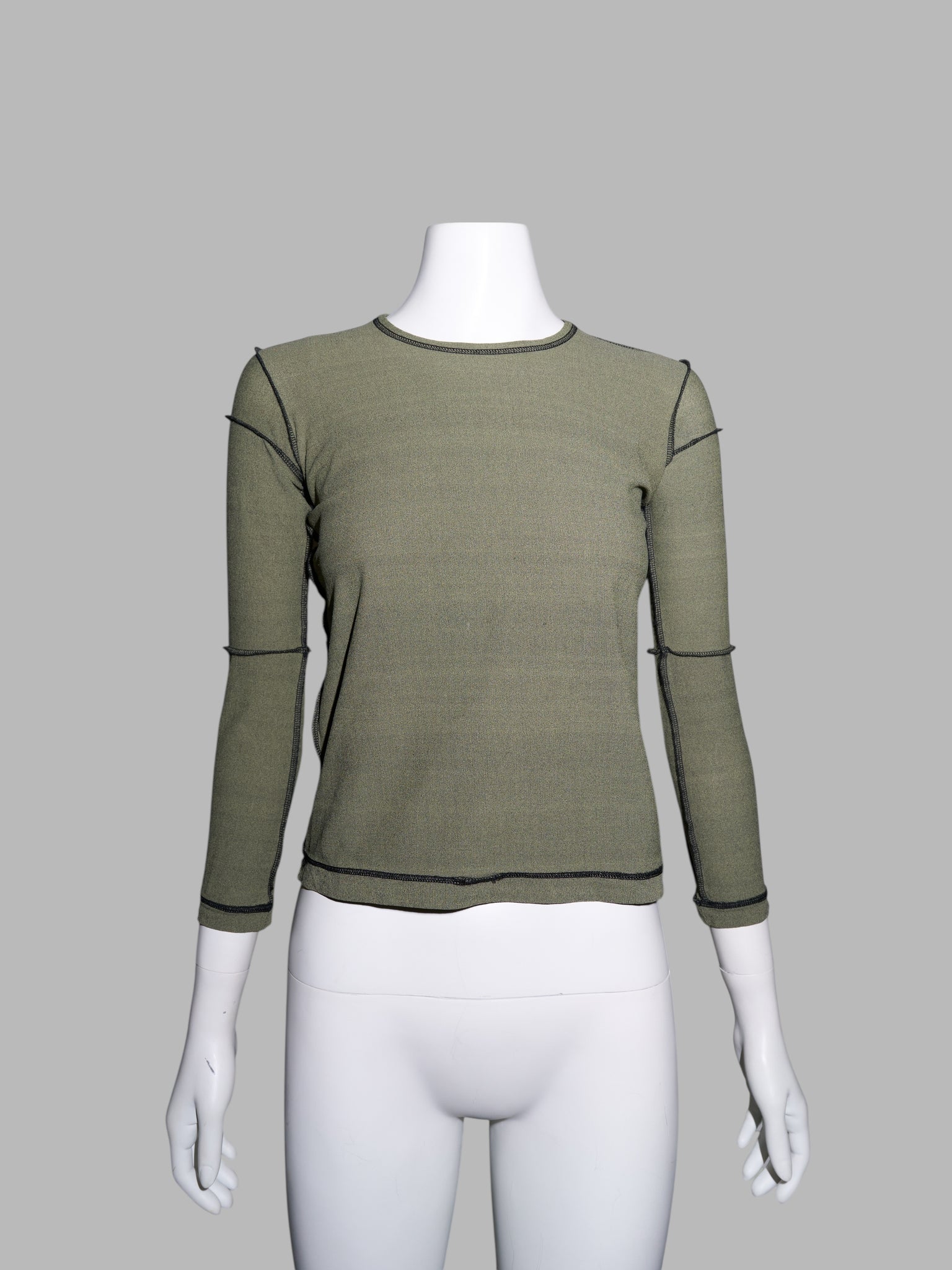 Junya Watanabe winter 1995 khaki nylon inside out overlocked crop top