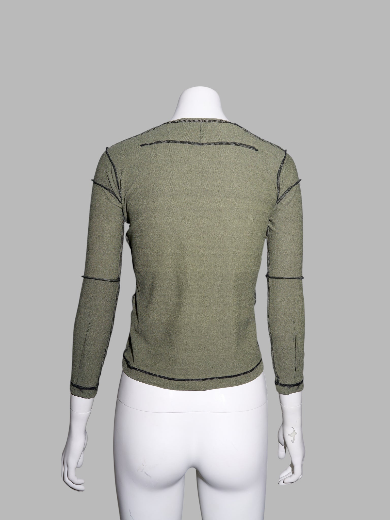 Junya Watanabe winter 1995 khaki nylon inside out overlocked crop top