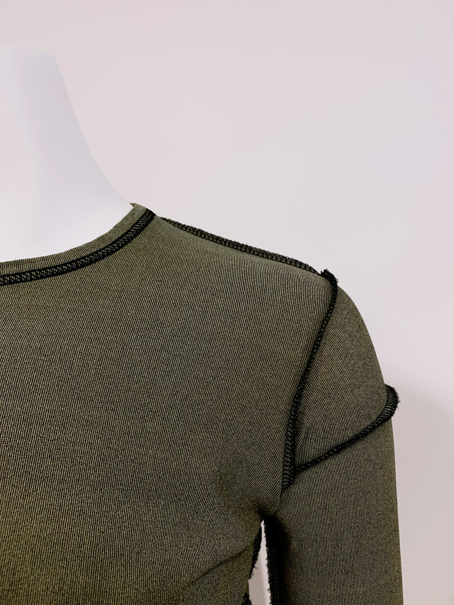Junya Watanabe winter 1995 khaki nylon inside out overlocked crop top