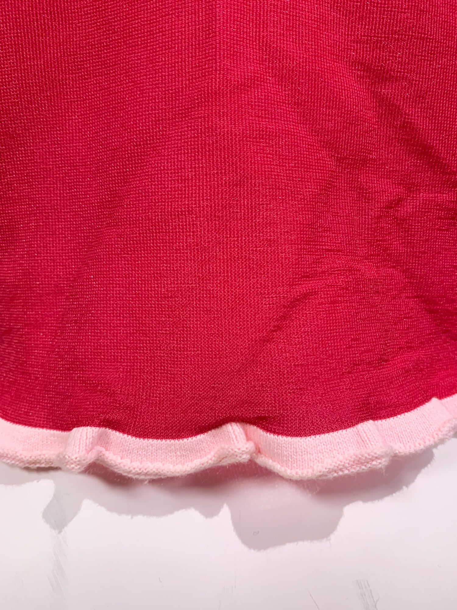 Junya Watanabe spring 1996 purple wool knit t-shirt with sheer pink nylon back