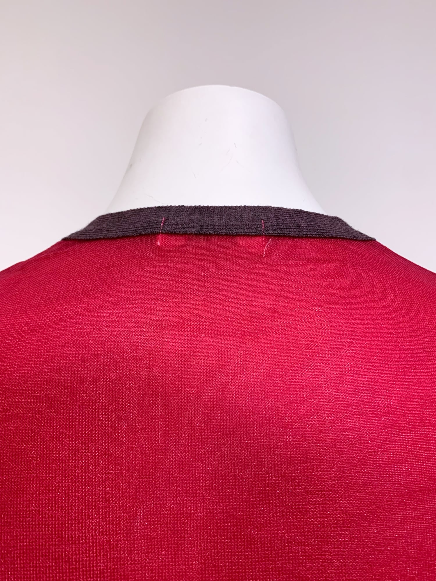 Junya Watanabe spring 1996 purple wool knit cardigan with sheer pink nylon back