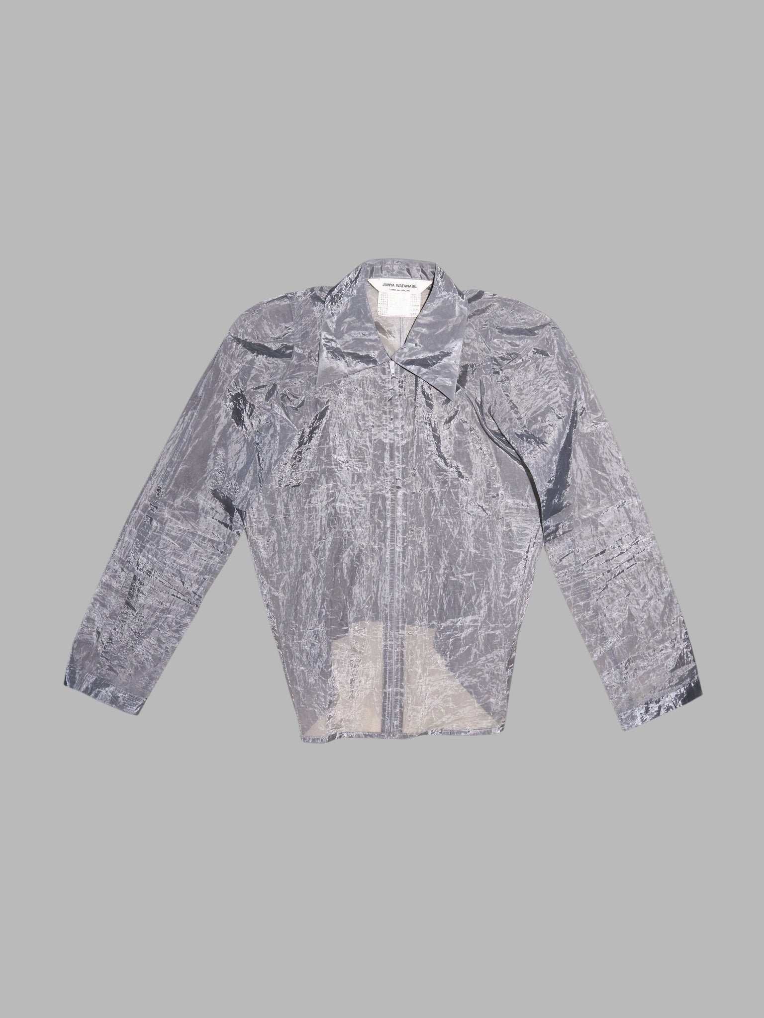 Junya Watanabe winter 1995 three dimensional creased silver organza zip jacket
