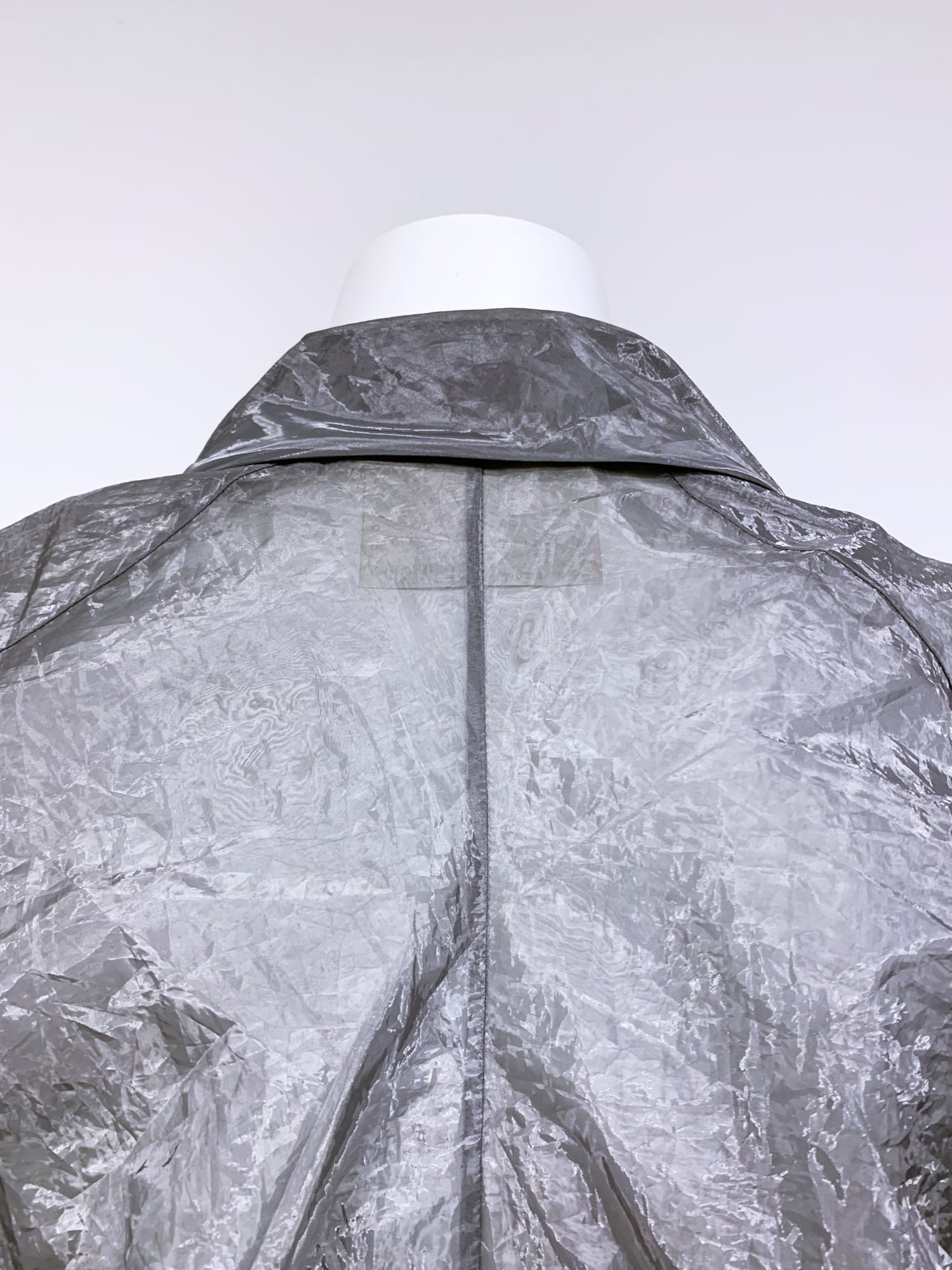 Junya Watanabe winter 1995 three dimensional creased silver organza zip jacket