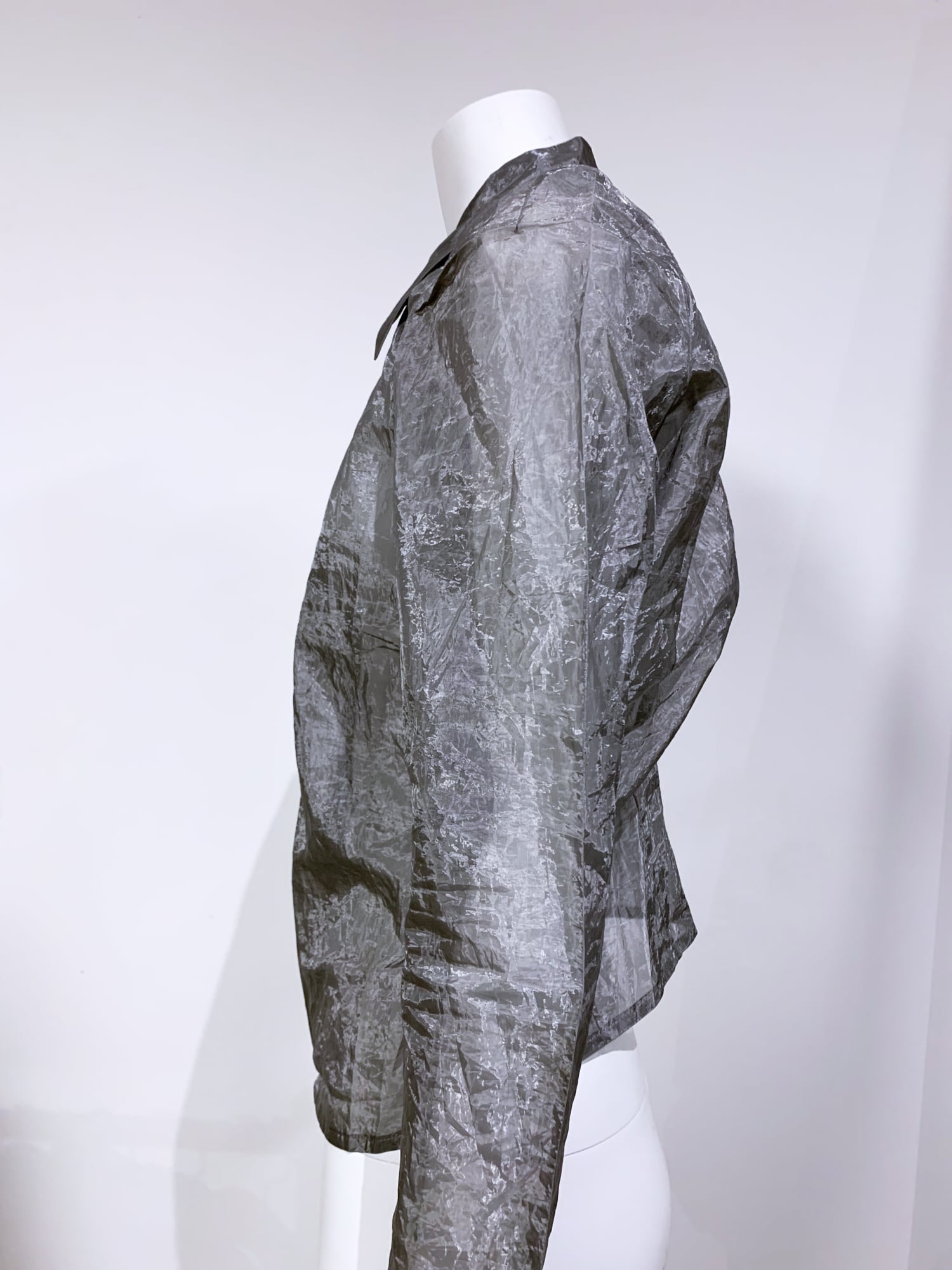 Junya Watanabe winter 1995 three dimensional creased silver organza zip jacket