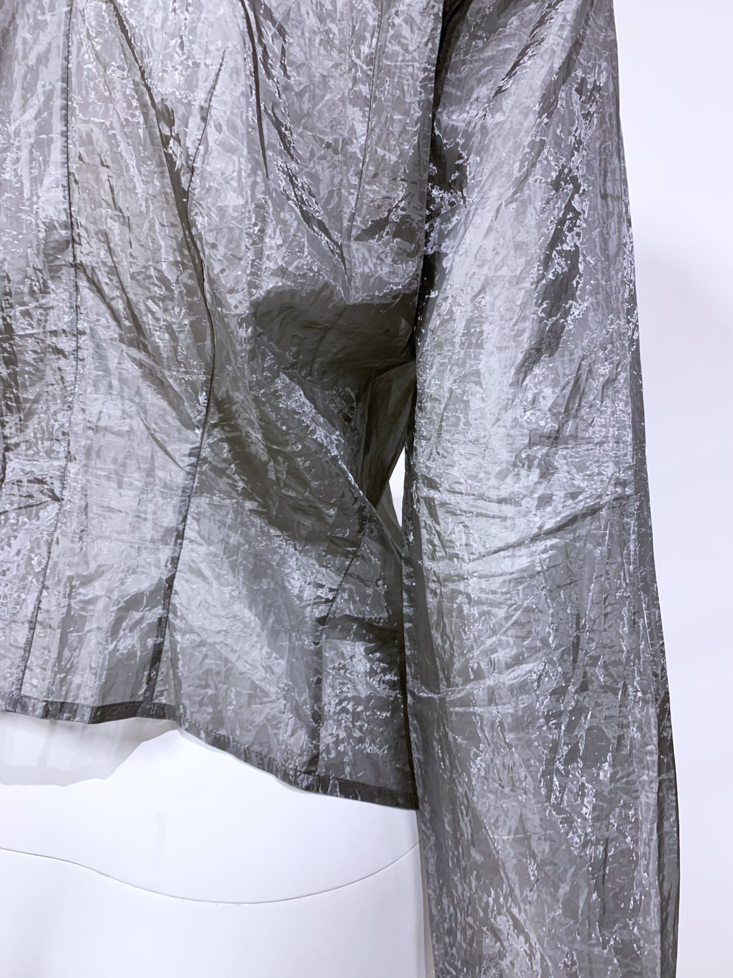 Junya Watanabe winter 1995 three dimensional creased silver organza zip jacket