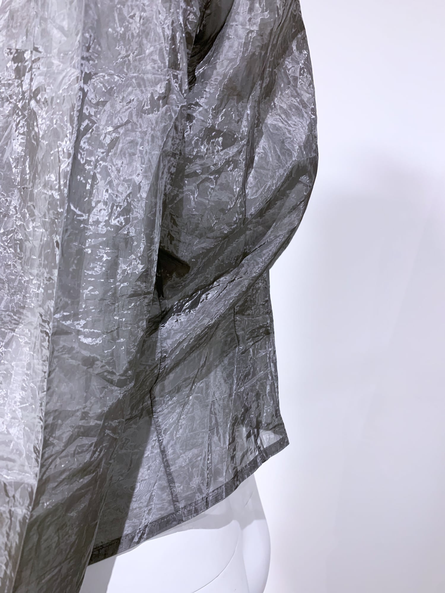 Junya Watanabe winter 1995 three dimensional creased silver organza zip jacket