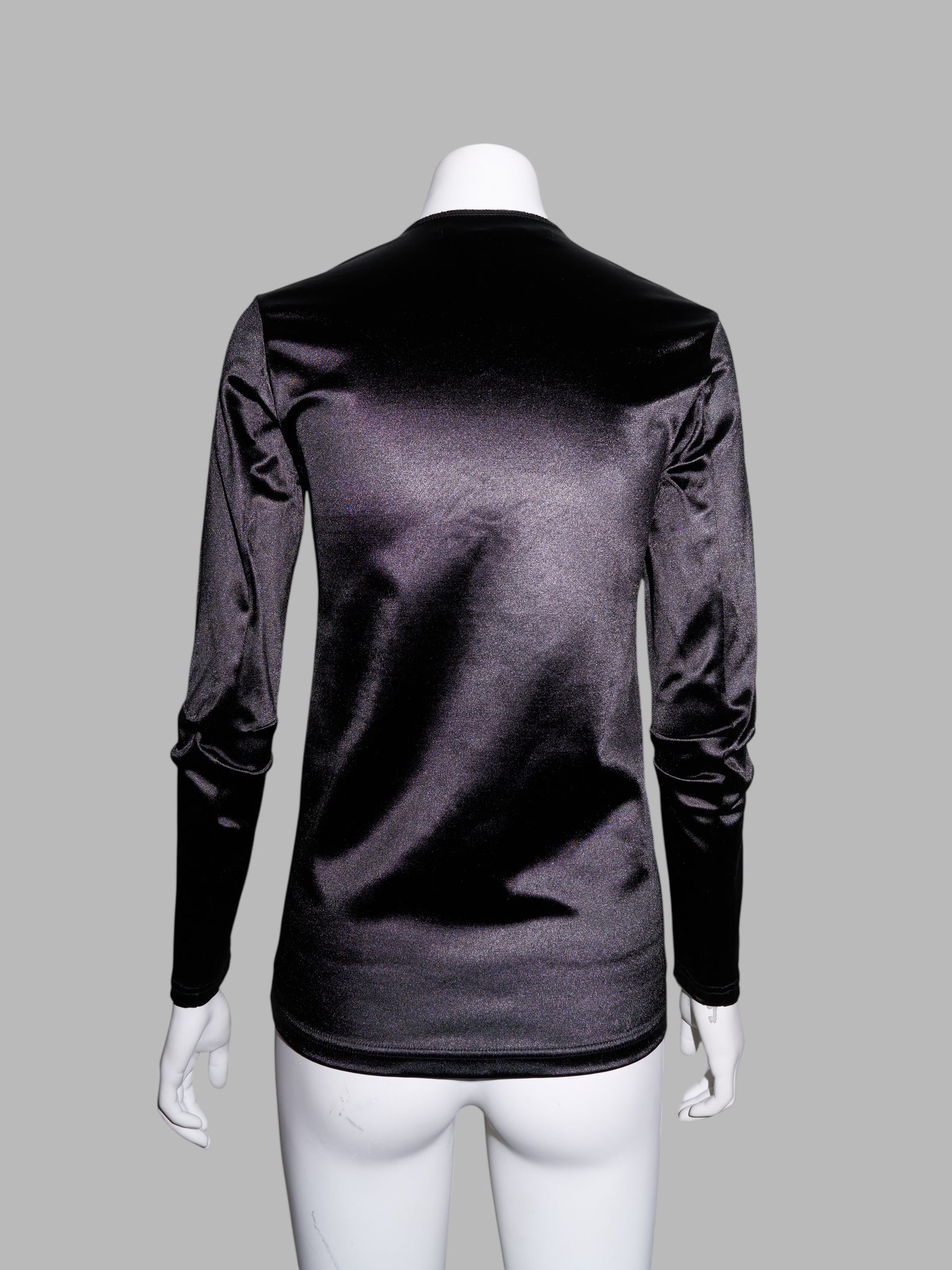 Junya Watanabe winter 1995 glossy black nylon anatomical longsleeve top