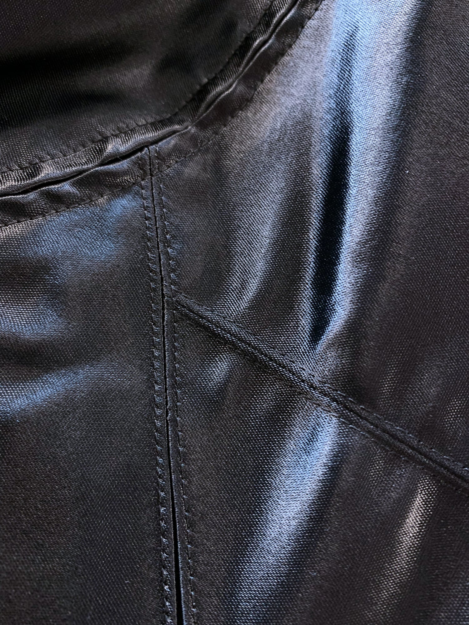 Junya Watanabe winter 1995 cropped glossy black nylon panelled biker jacket