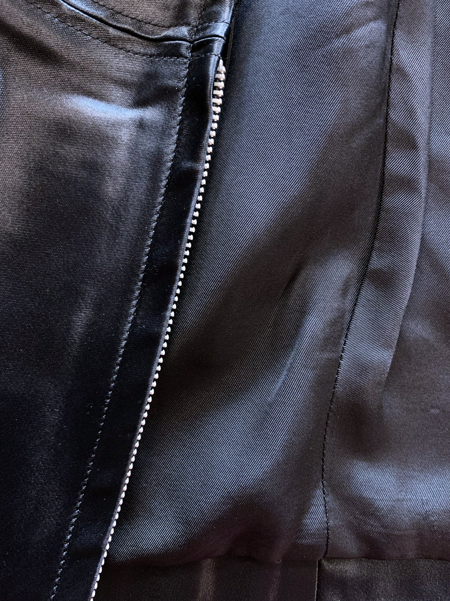 Junya Watanabe winter 1995 cropped glossy black nylon panelled biker jacket