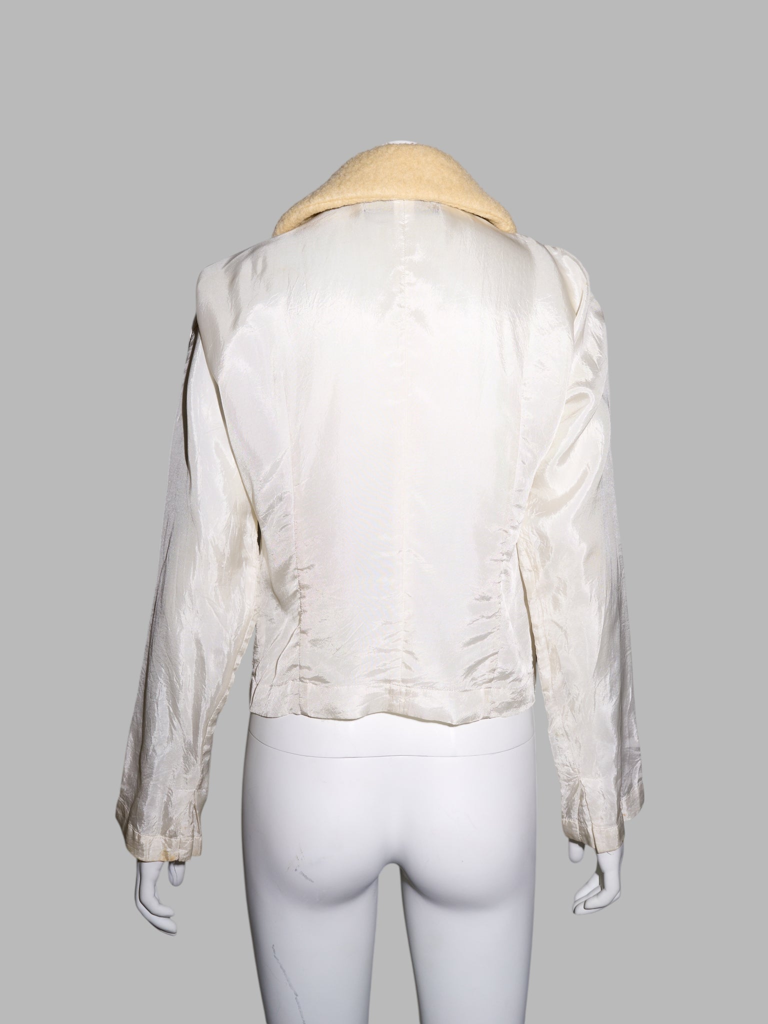 Tricot Comme des Garcons spring 1996 cream satin fleece collar batwing shirt