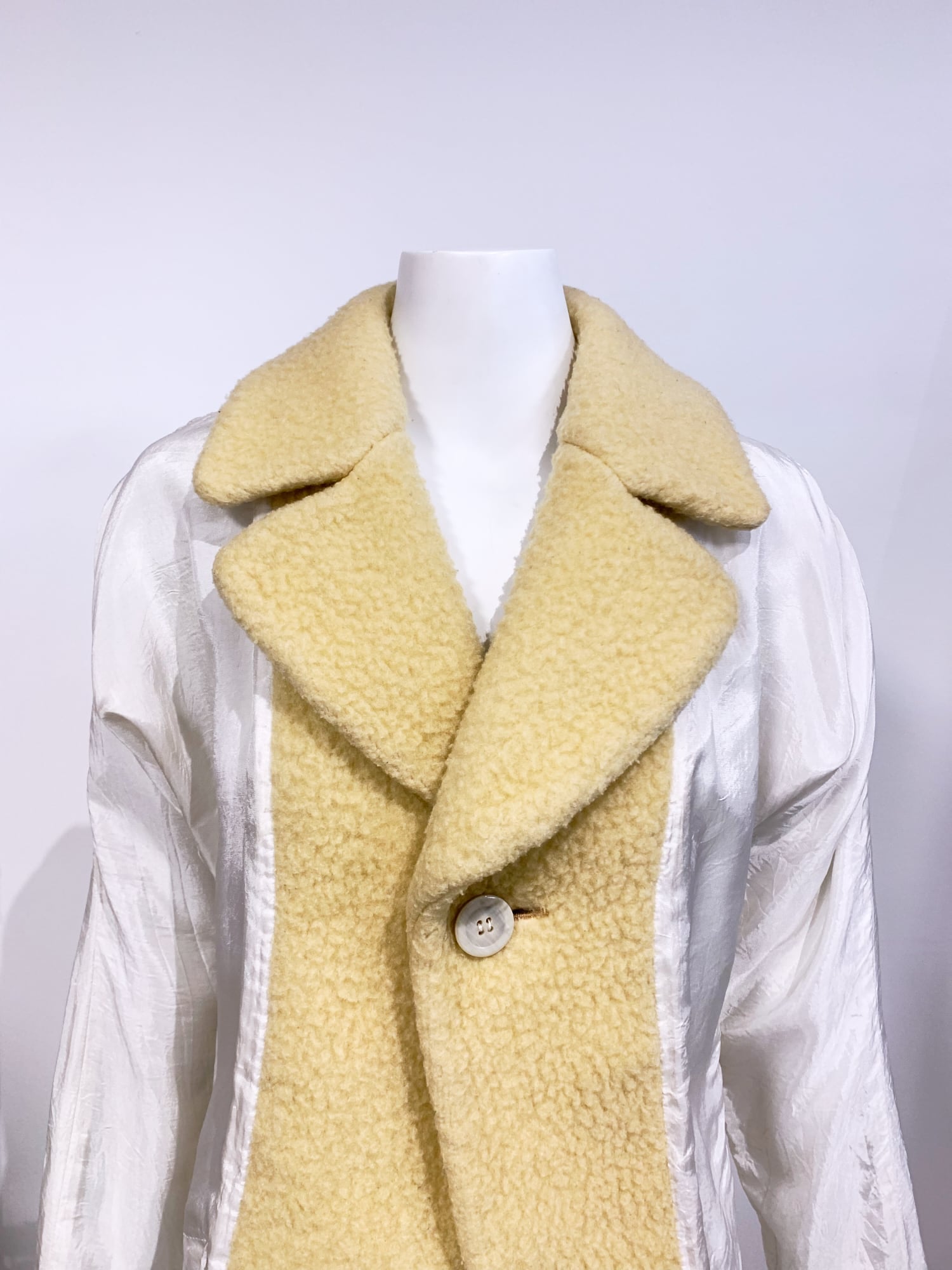 Tricot Comme des Garcons spring 1996 cream satin fleece collar batwing shirt