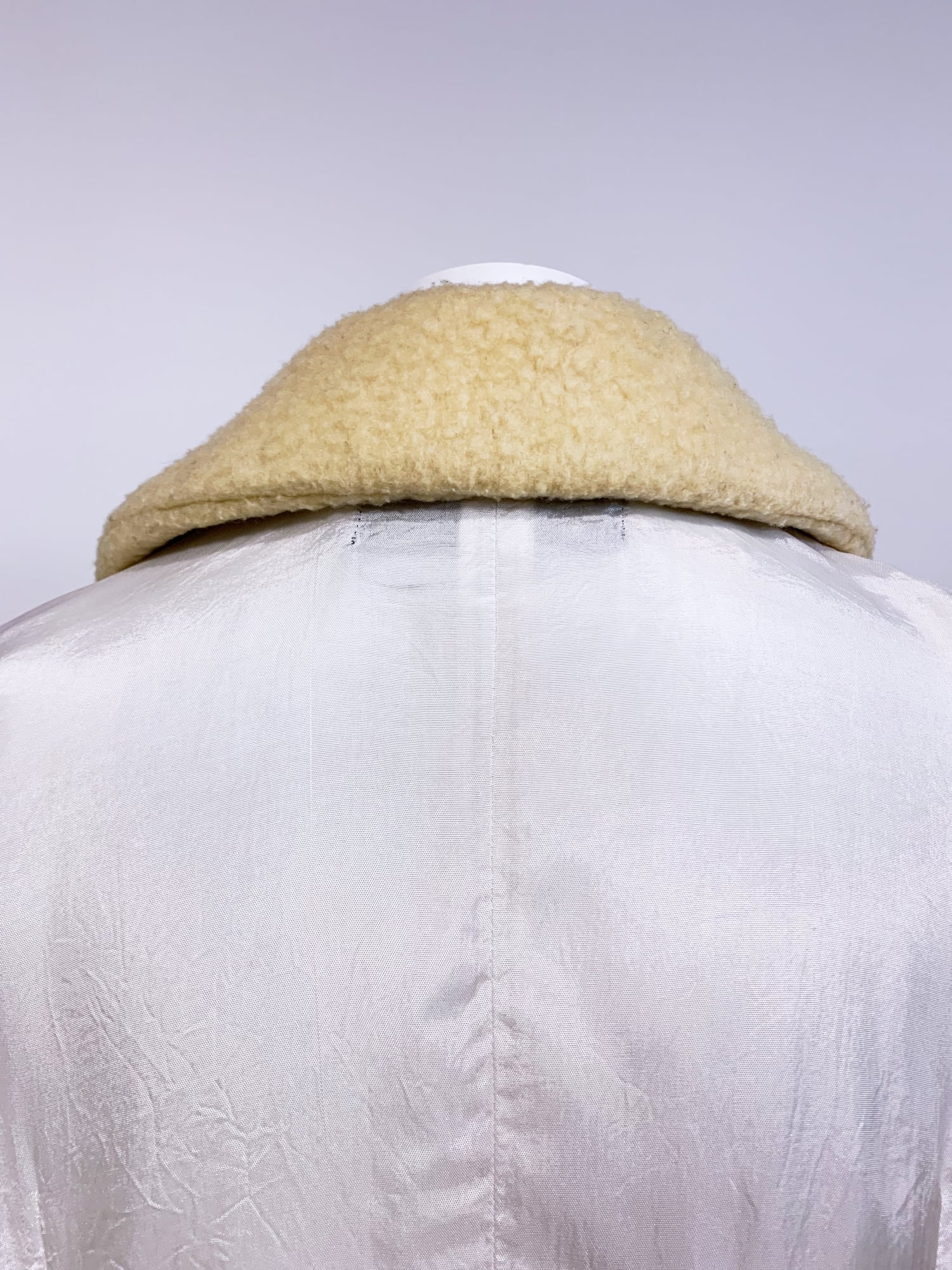 Tricot Comme des Garcons spring 1996 cream satin fleece collar batwing shirt