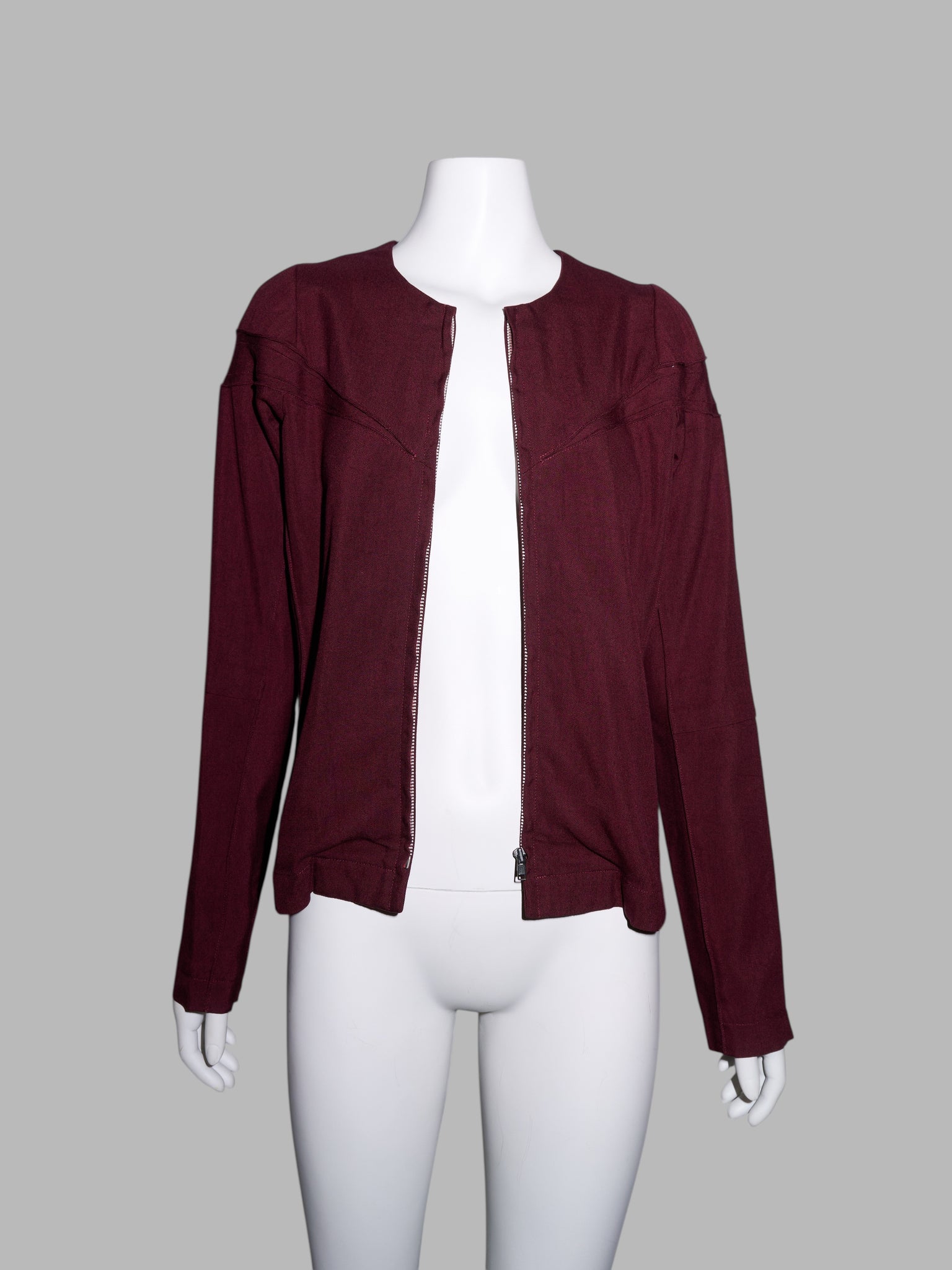 Junya Watanabe spring 1996 brown panelled rayon collarless jacket