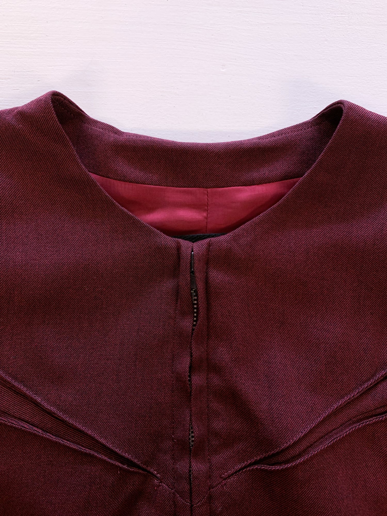 Junya Watanabe spring 1996 brown panelled rayon collarless jacket