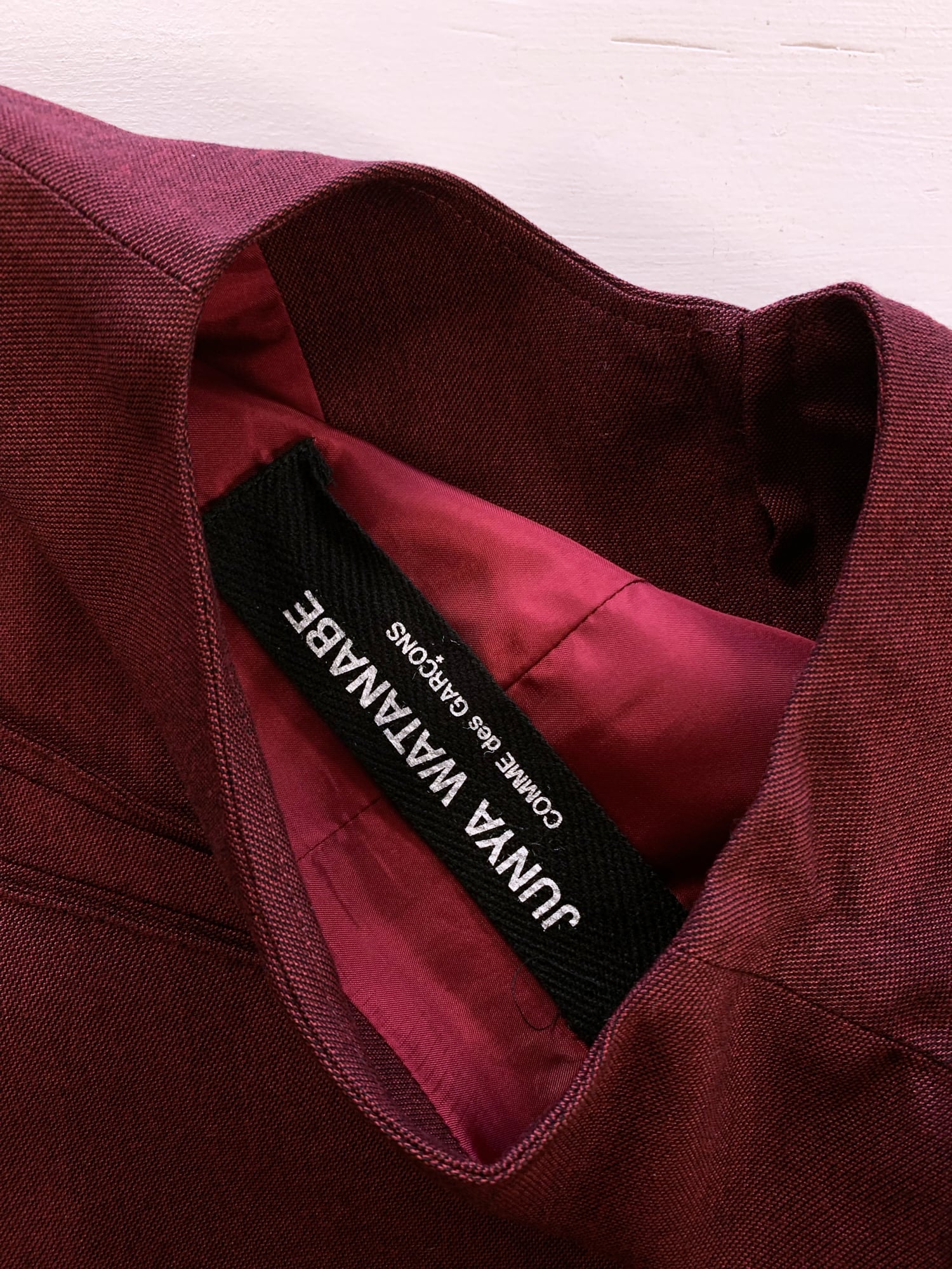 Junya Watanabe spring 1996 brown panelled rayon collarless jacket