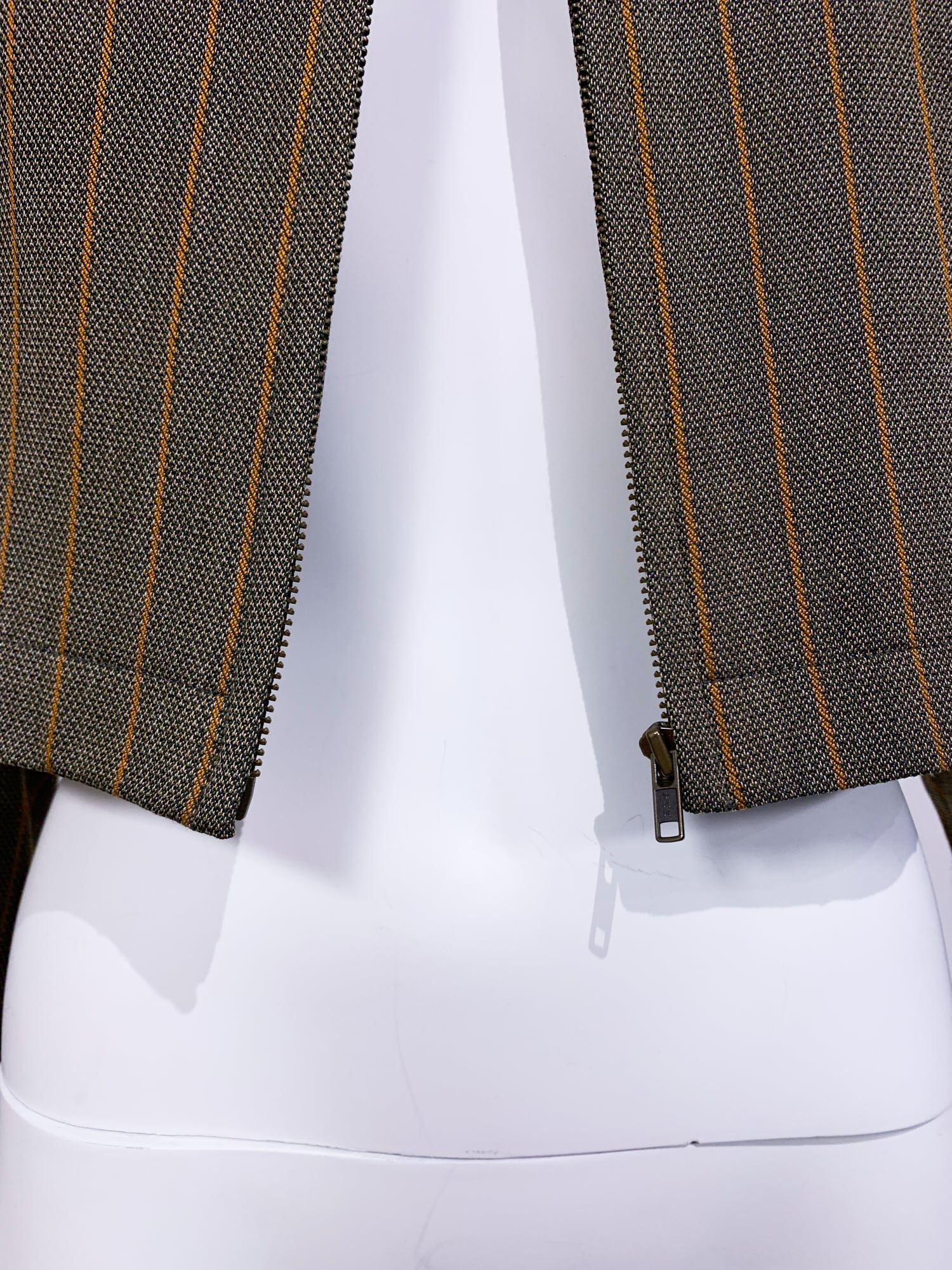 Junya Watanabe winter 1995 khaki wool stripe three dimensional collarless jacket