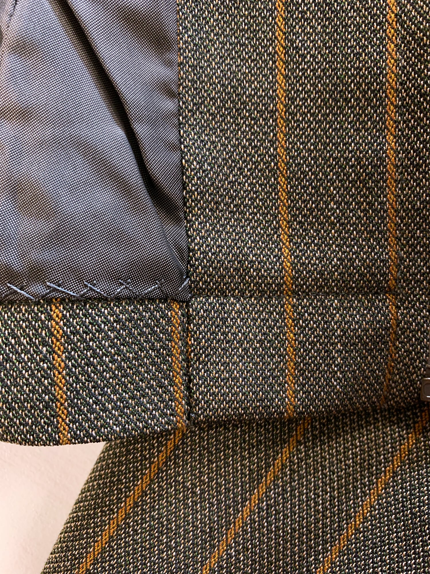 Junya Watanabe winter 1995 khaki wool stripe three dimensional collarless jacket