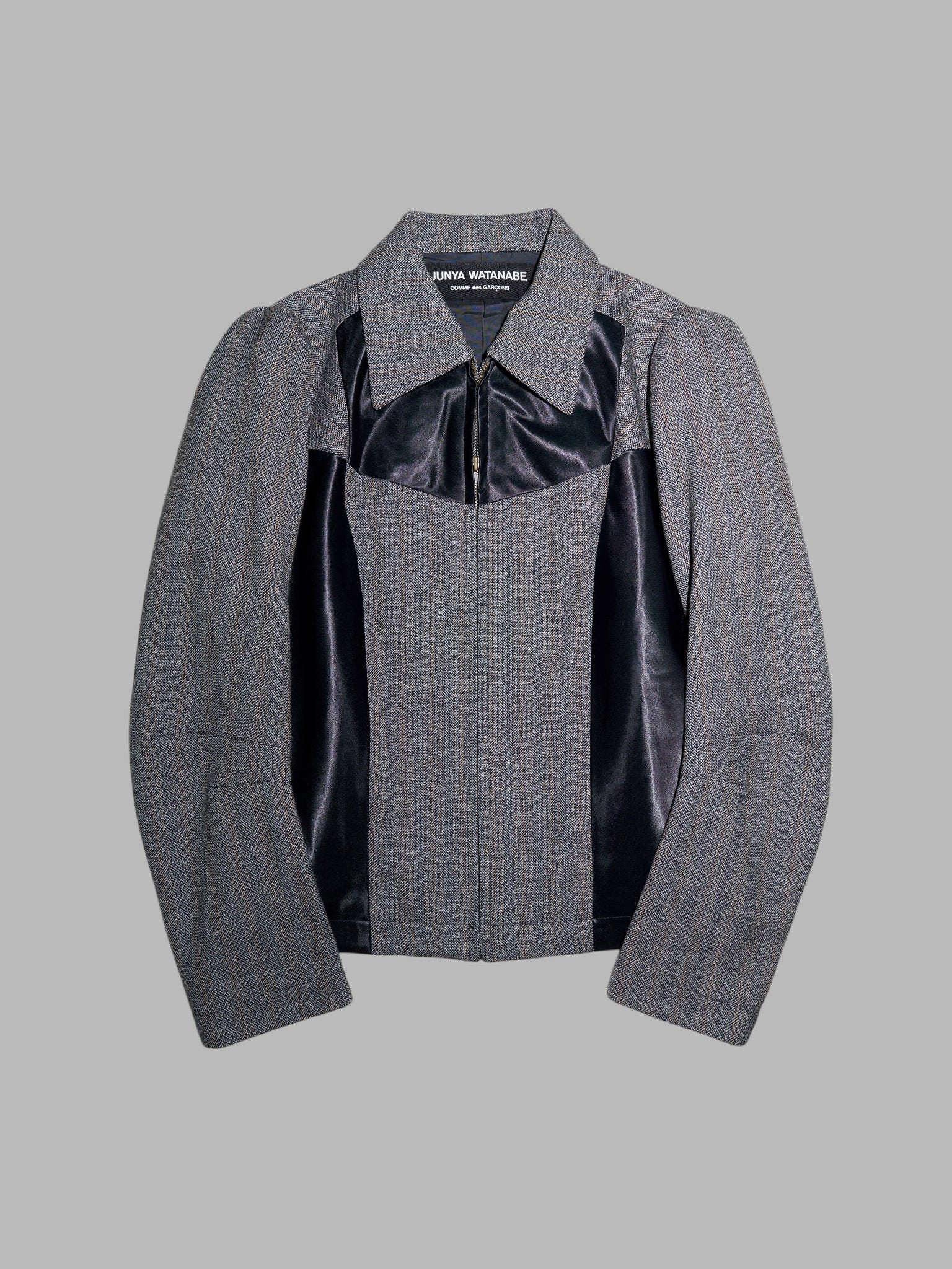 Junya Watanabe winter 1995 anatomical panelled wool and nylon zip jacket
