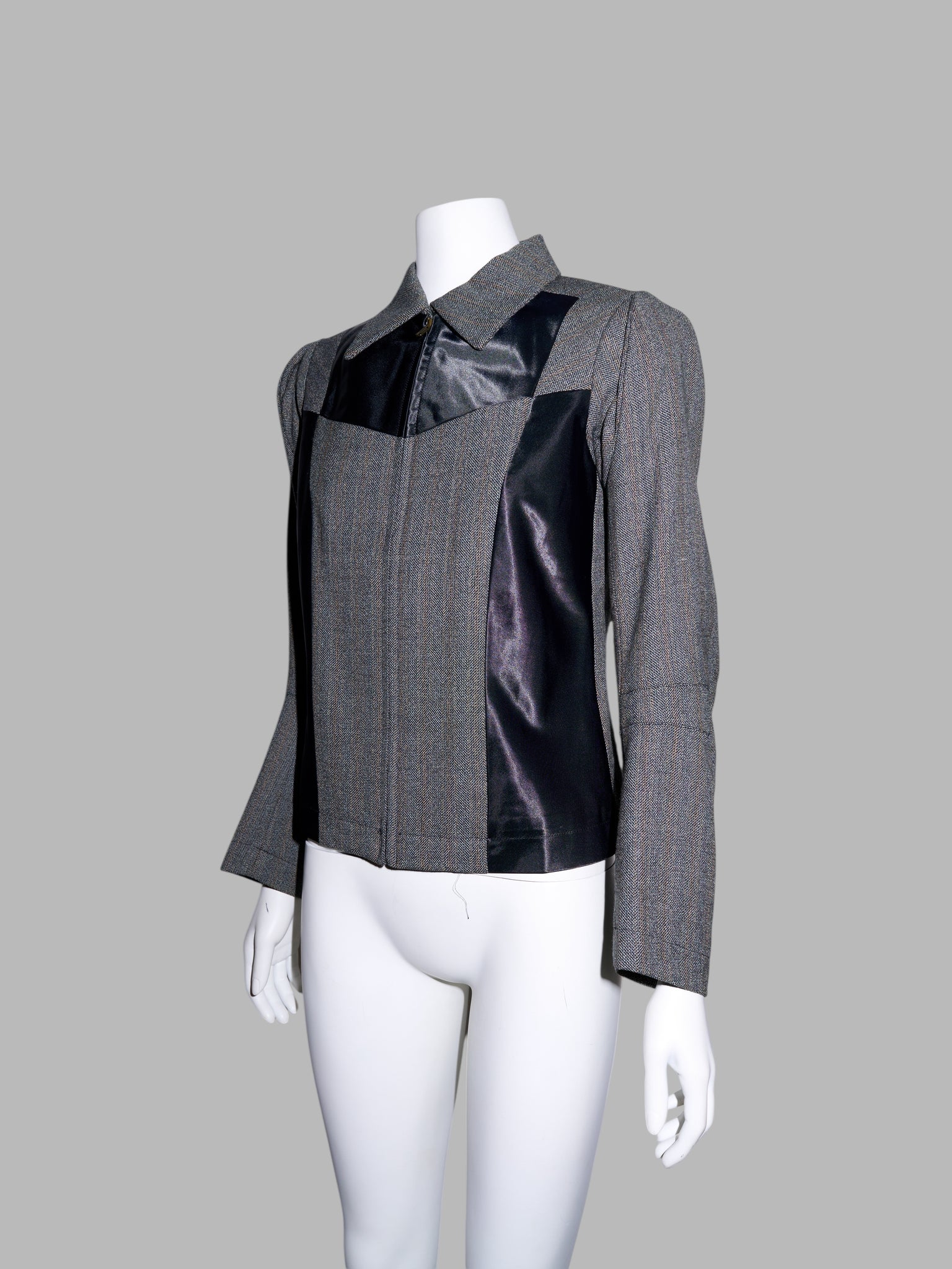 Junya Watanabe winter 1995 anatomical panelled wool and nylon zip jacket