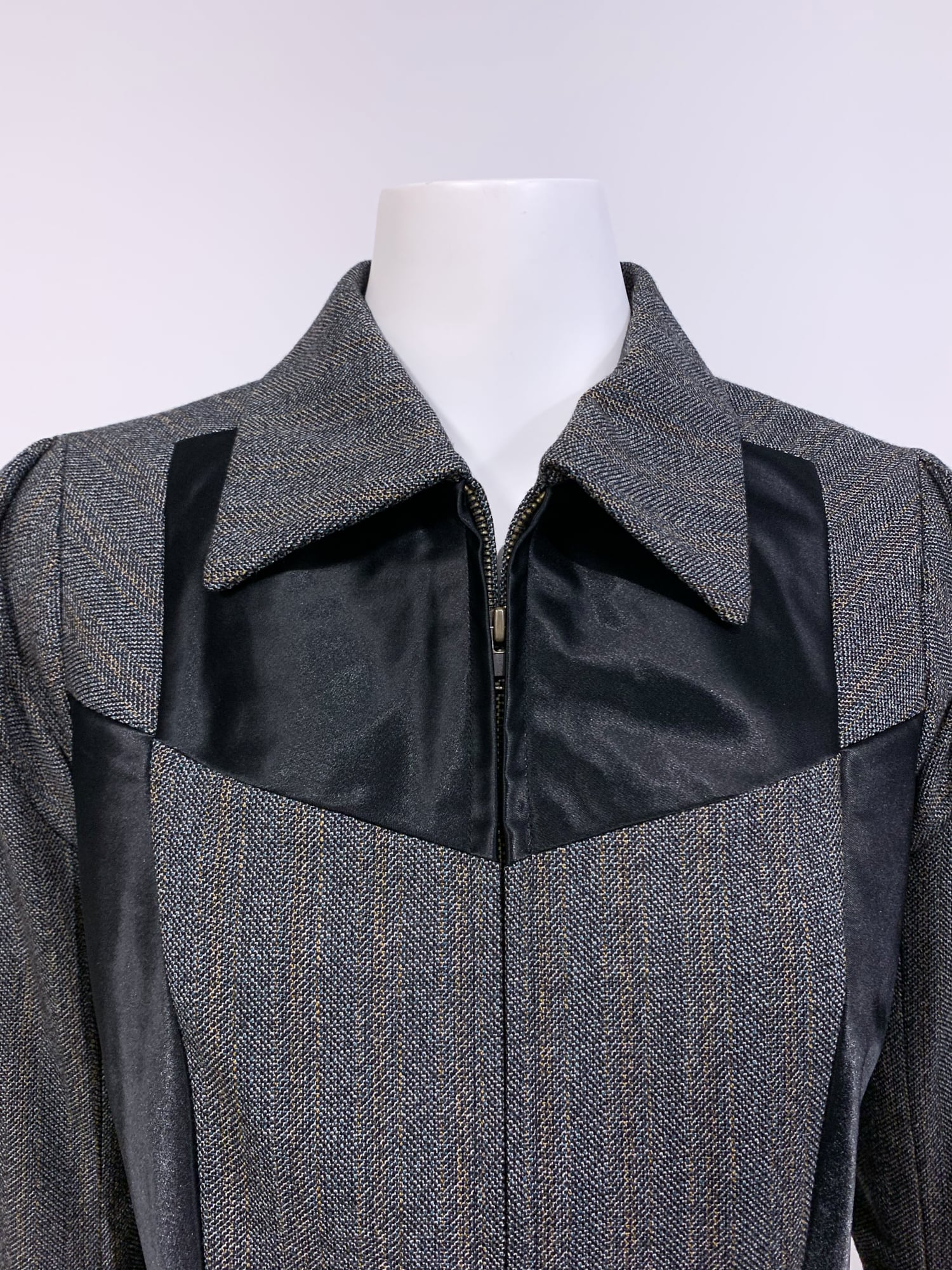 Junya Watanabe winter 1995 anatomical panelled wool and nylon zip jacket