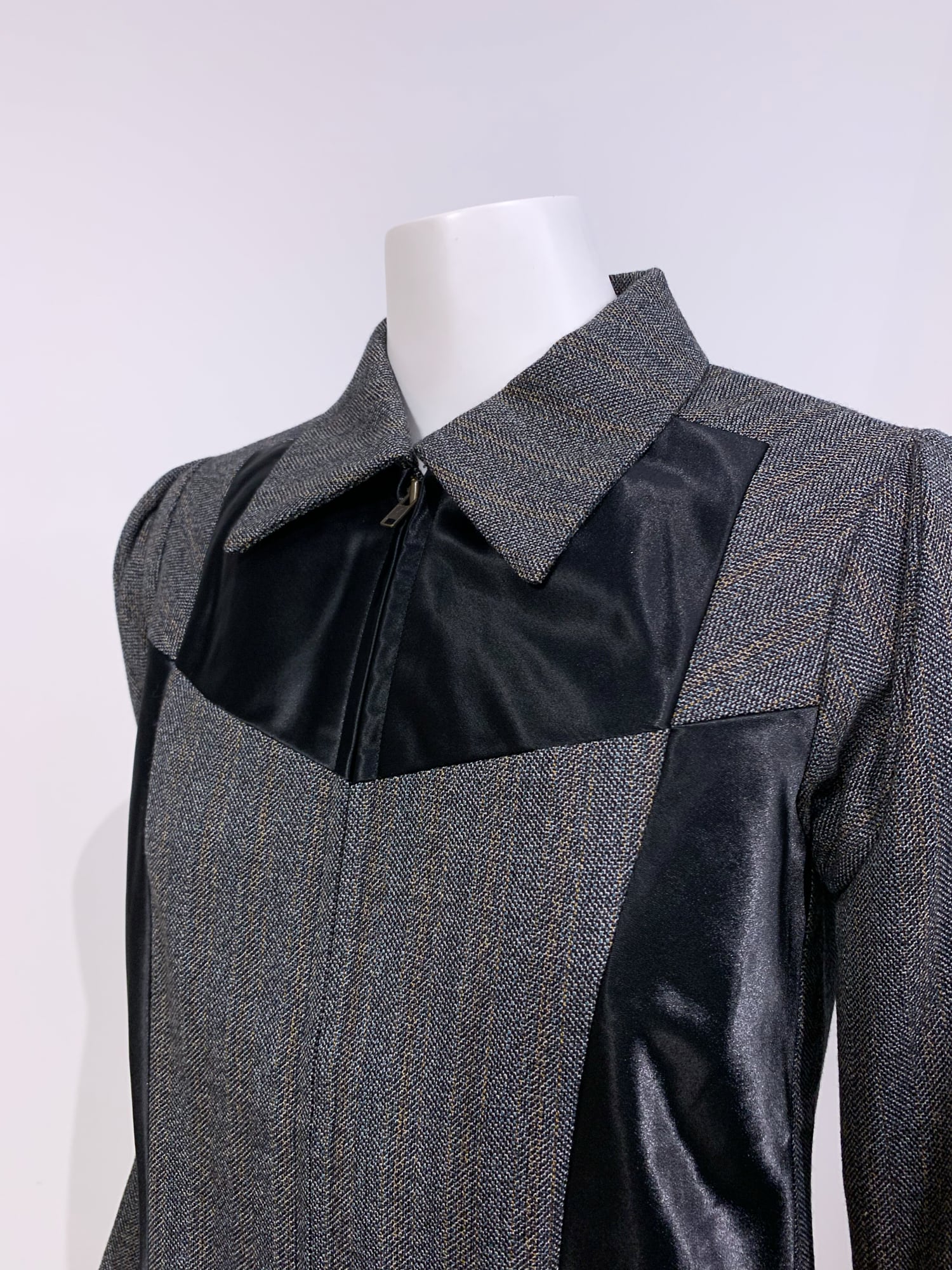 Junya Watanabe winter 1995 anatomical panelled wool and nylon zip jacket