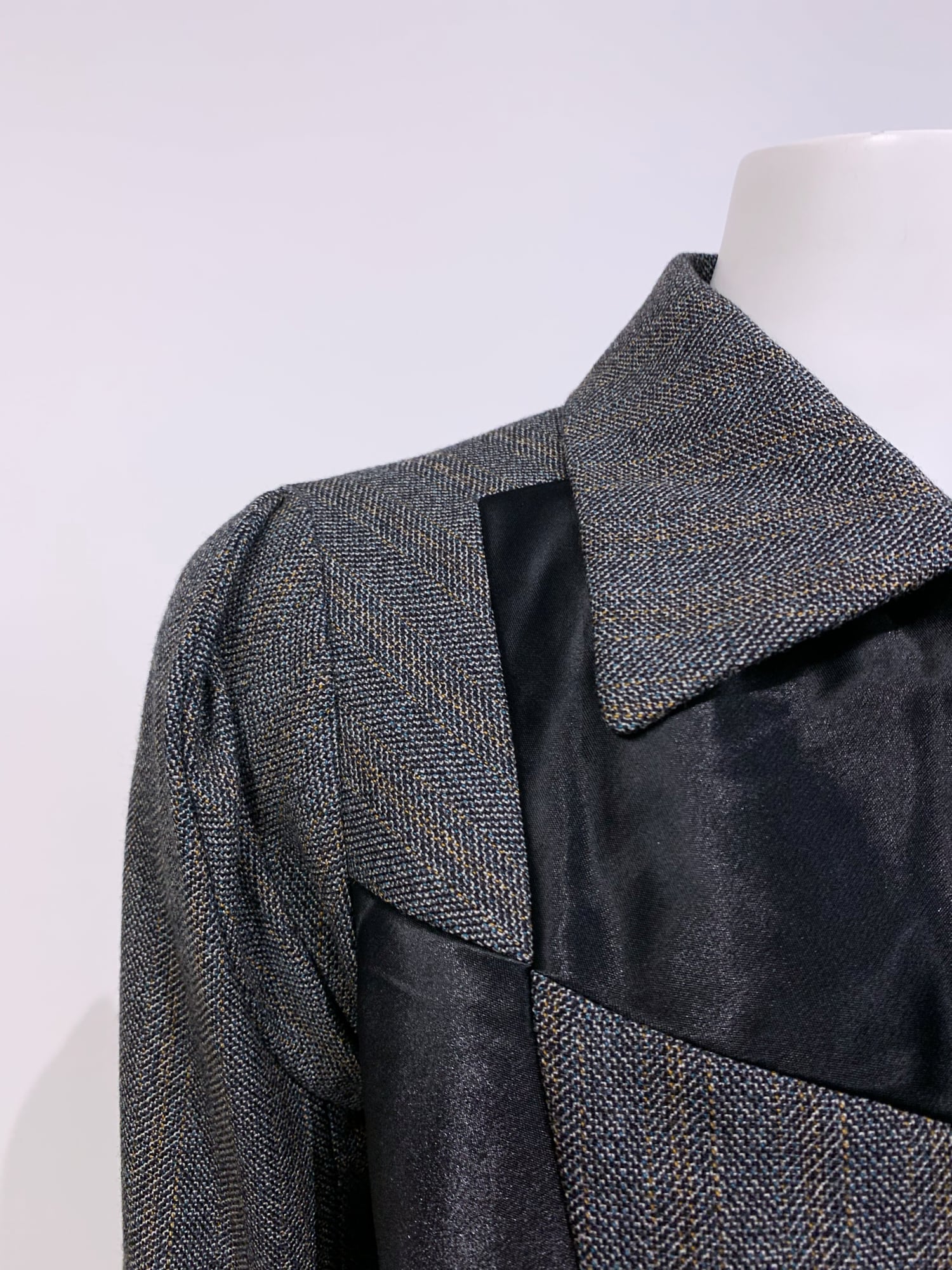 Junya Watanabe winter 1995 anatomical panelled wool and nylon zip jacket