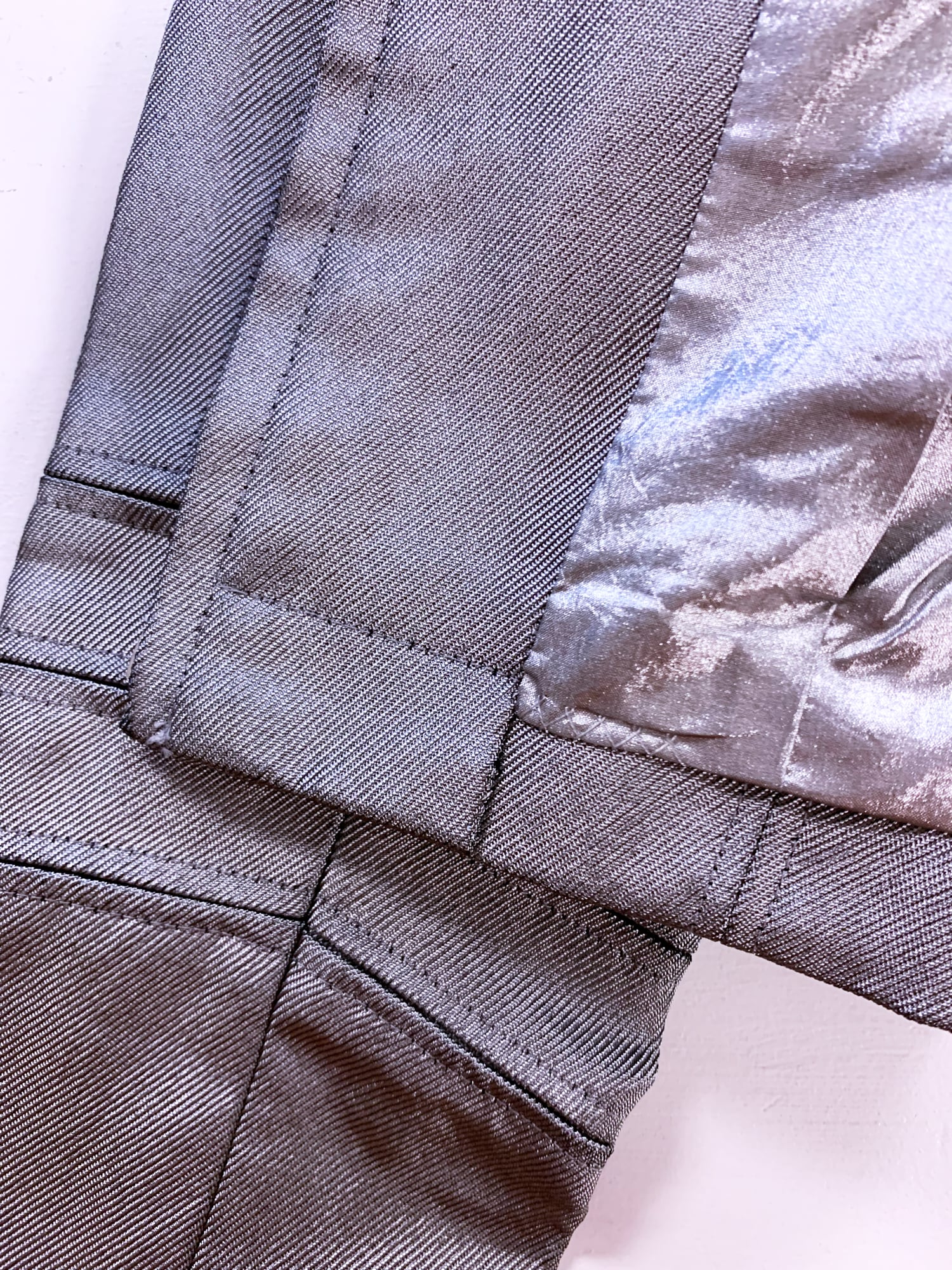 Junya Watanabe winter 1995 cropped silver panelled jacket with faux fur collar
