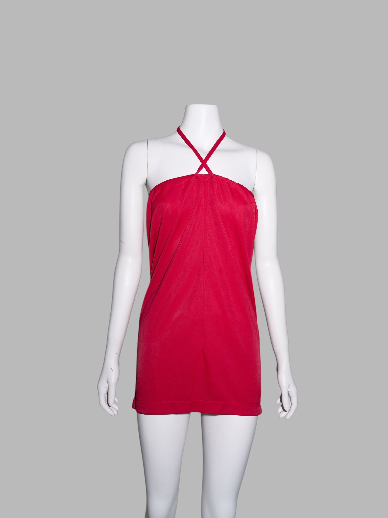 Junya Watanabe spring 1996 red nylon drawstring waist skirt or halter dress