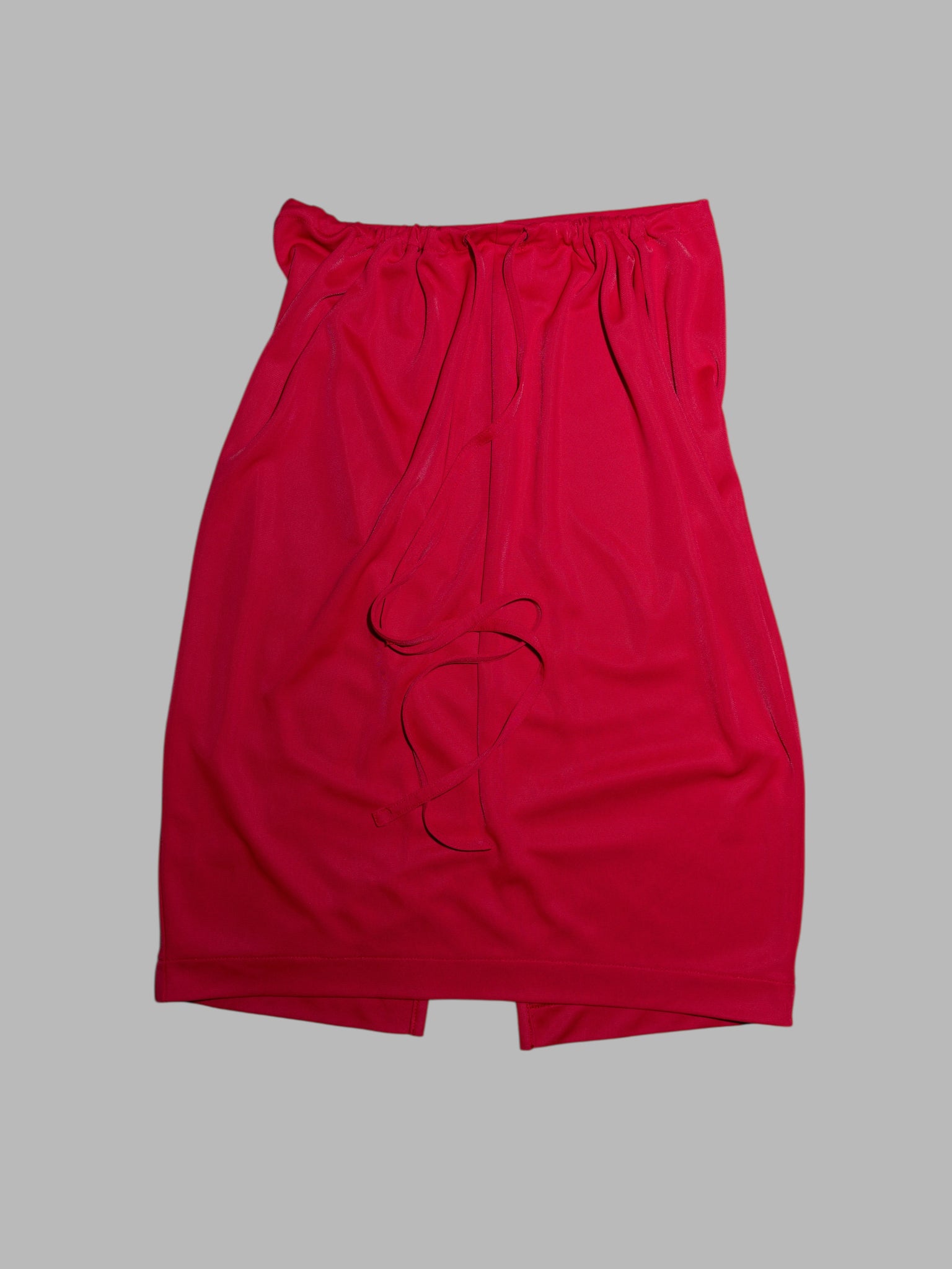 Junya Watanabe spring 1996 red nylon drawstring waist skirt or halter dress