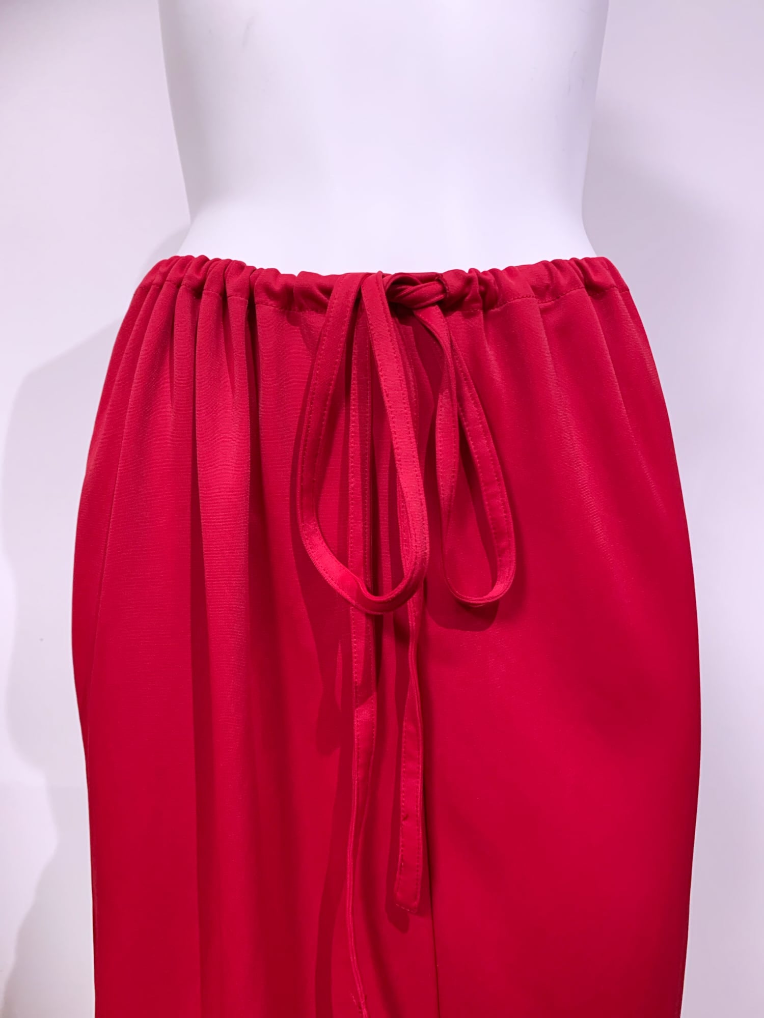 Junya Watanabe spring 1996 red nylon drawstring waist skirt or halter dress