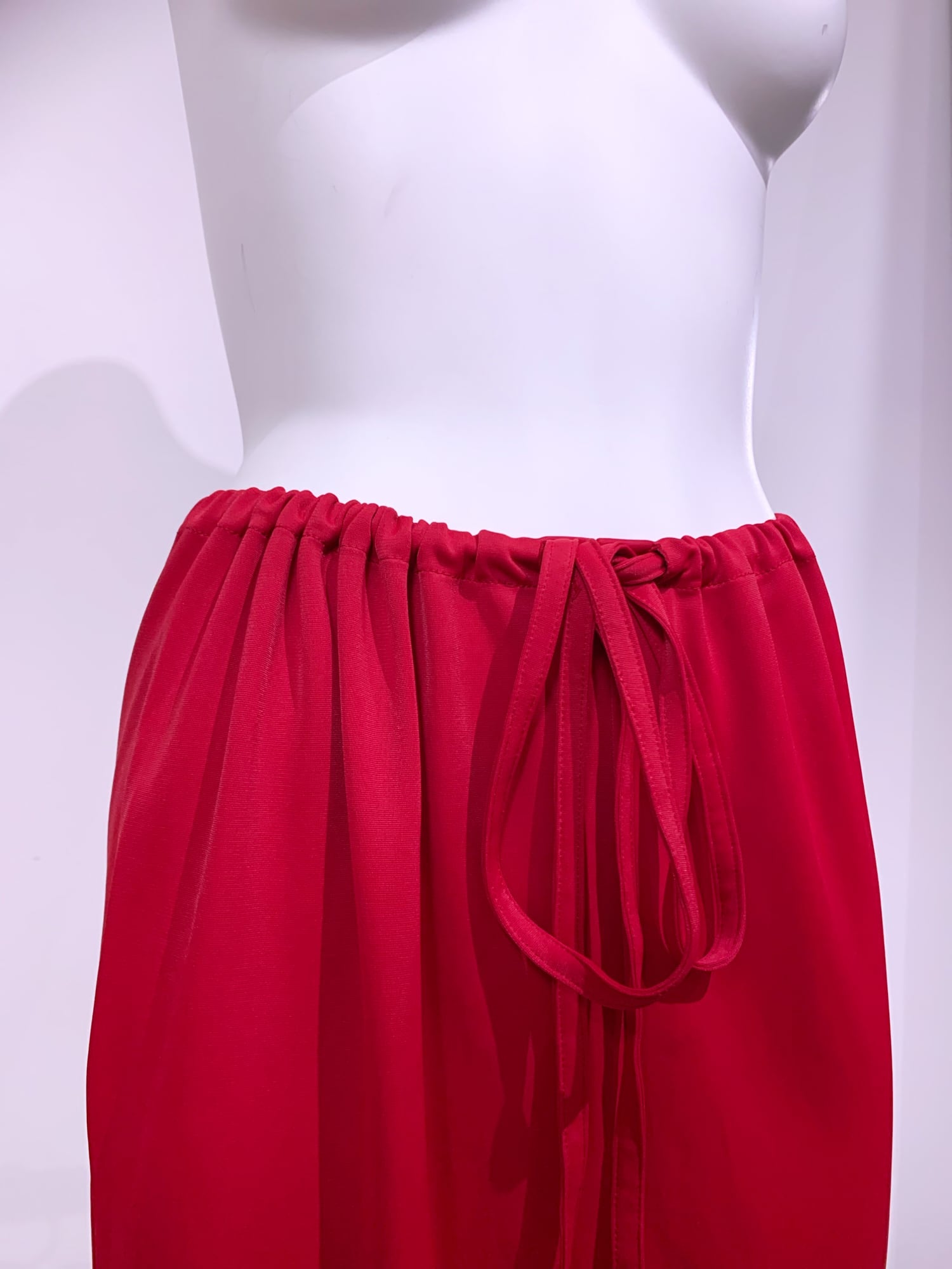 Junya Watanabe spring 1996 red nylon drawstring waist skirt or halter dress