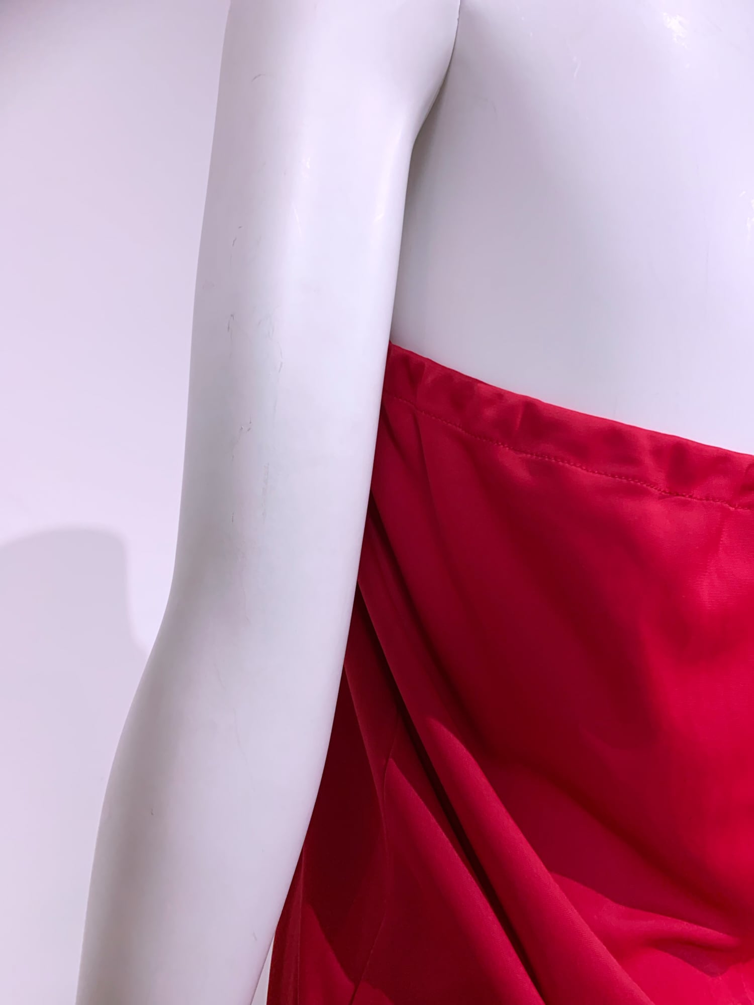 Junya Watanabe spring 1996 red nylon drawstring waist skirt or halter dress