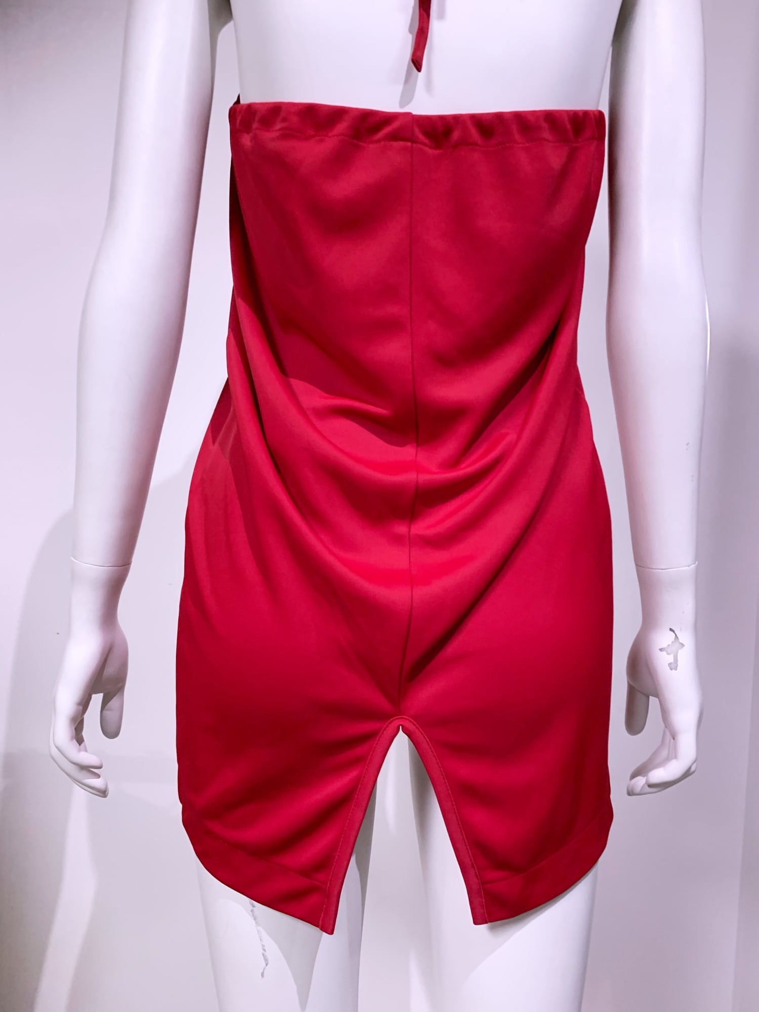 Junya Watanabe spring 1996 red nylon drawstring waist skirt or halter dress