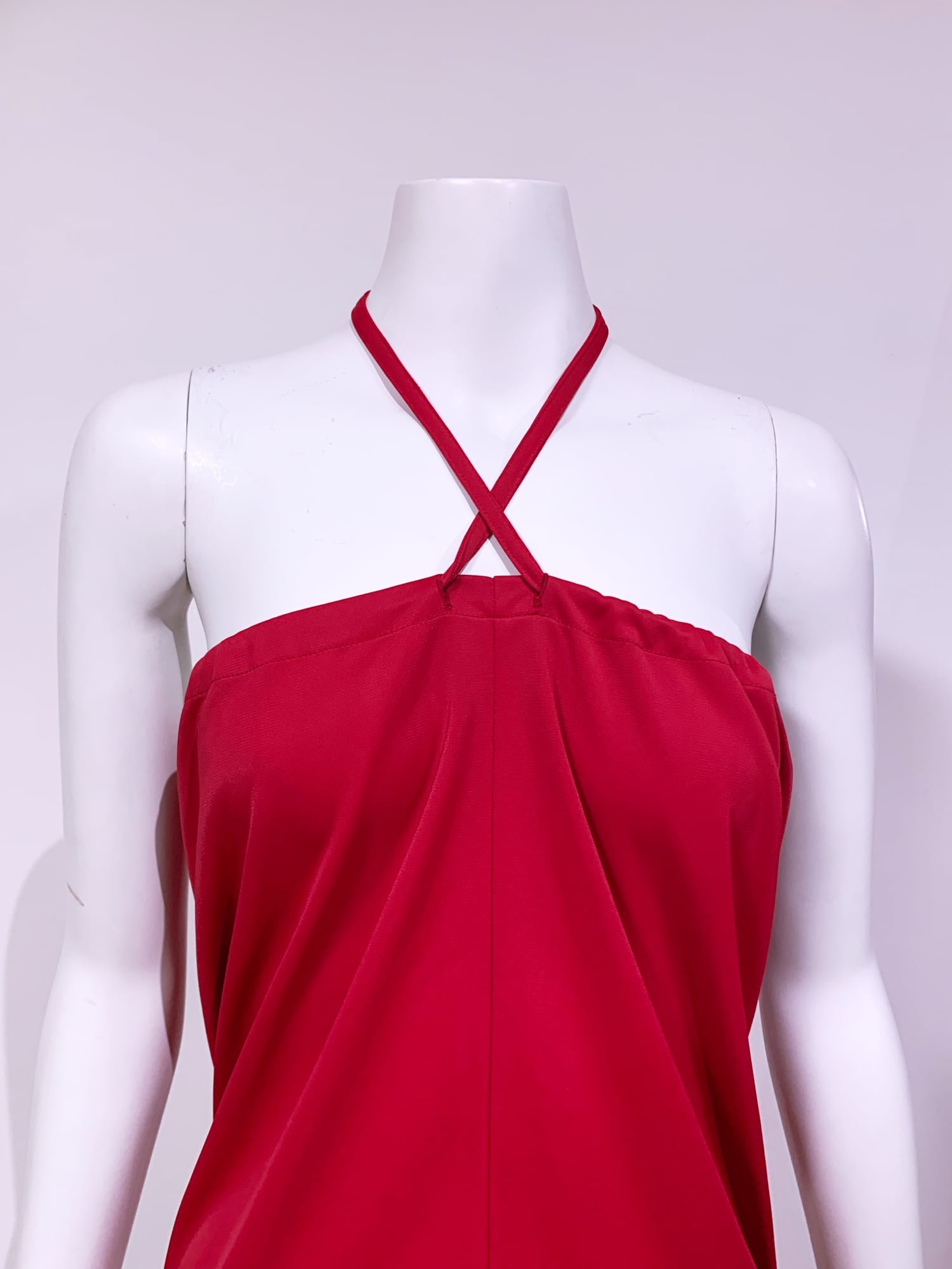 Junya Watanabe spring 1996 red nylon drawstring waist skirt or halter dress