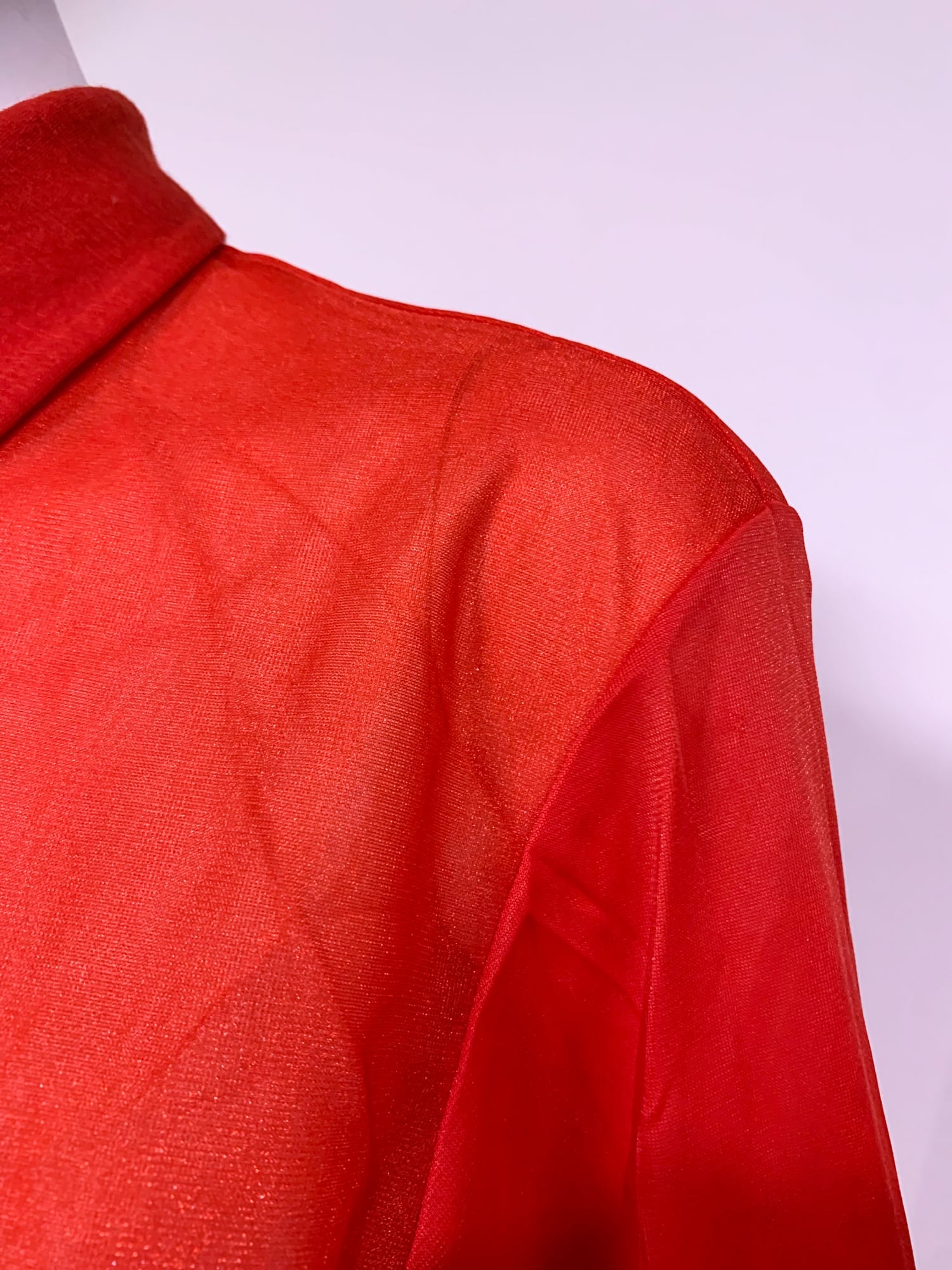 Tricot Comme des Garcons spring 1996 sparkly red layered multi fabric shirt