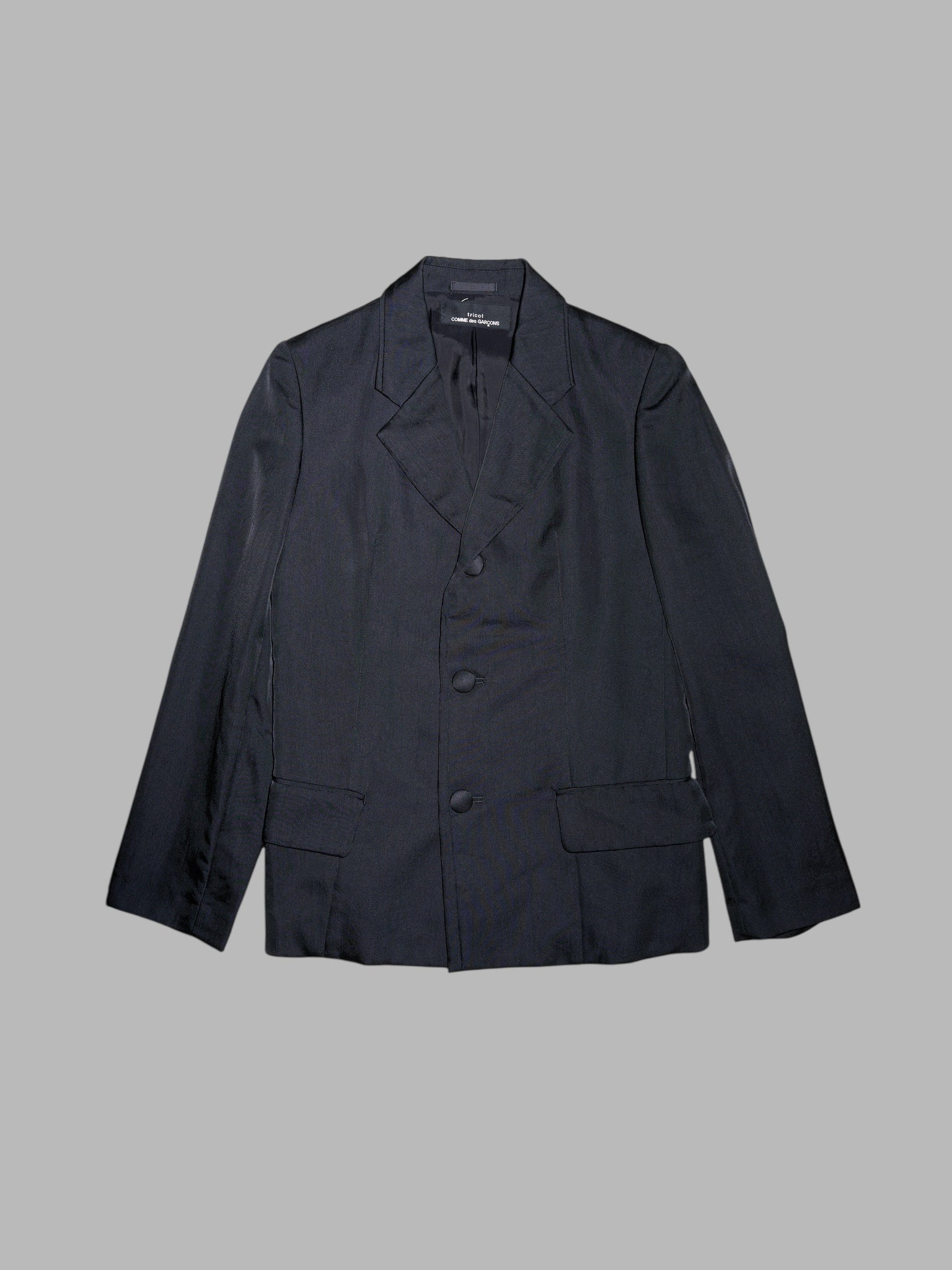 Tricot Comme des Garcons spring 1996 black nylon three button blazer