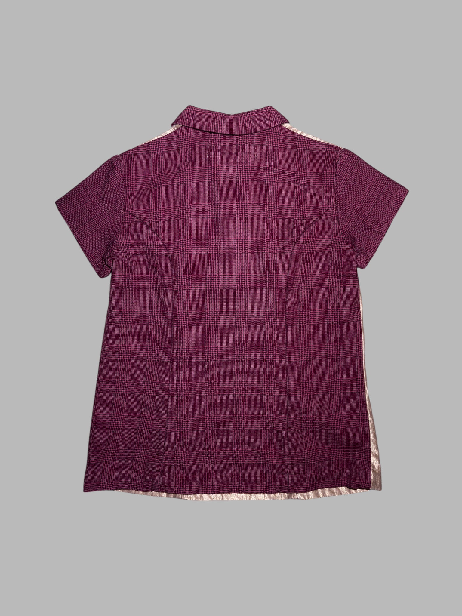 Junya Watanabe winter 1995 gold polo shirt with burgundy glen plaid back