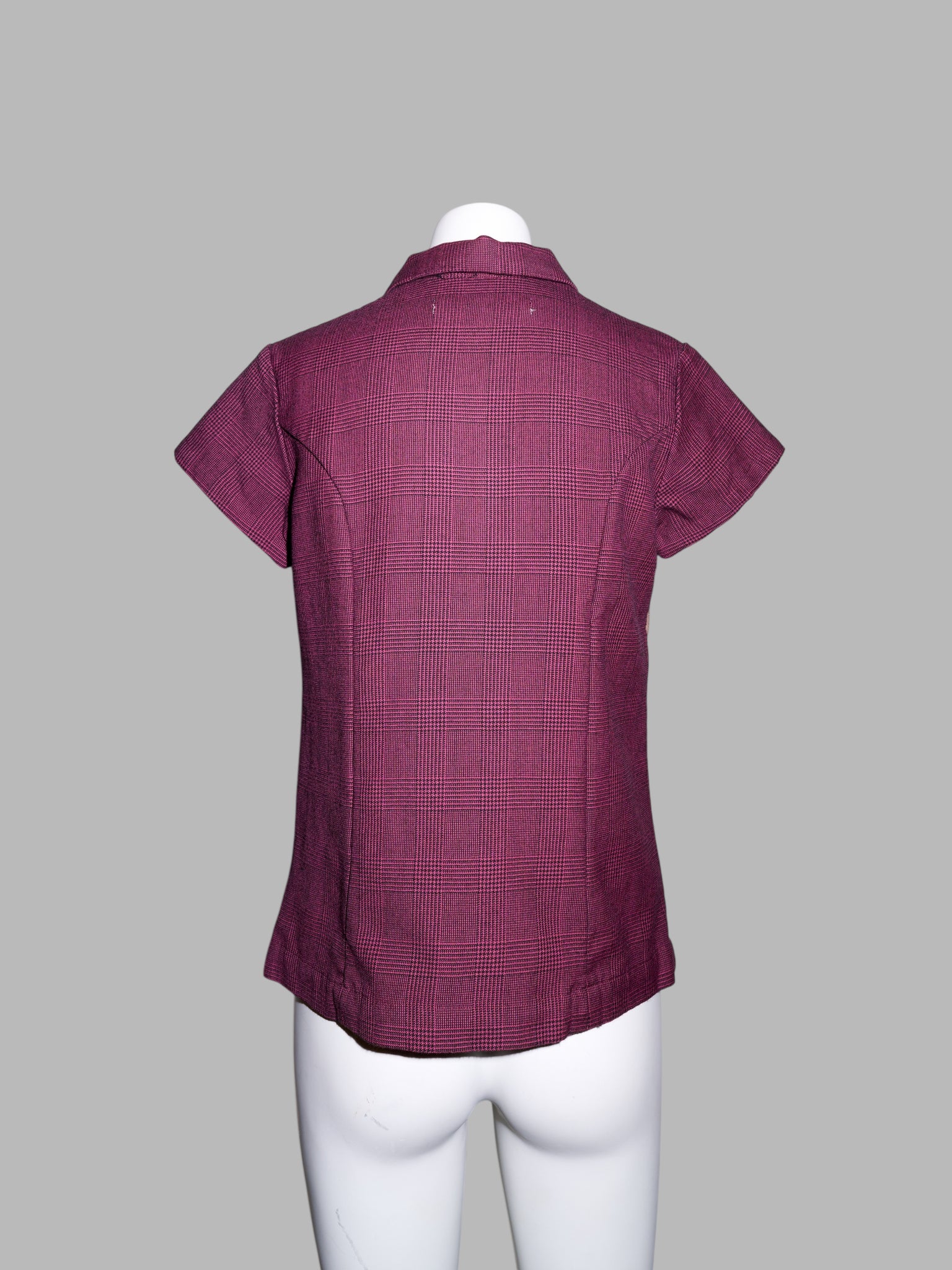 Junya Watanabe winter 1995 gold polo shirt with burgundy glen plaid back