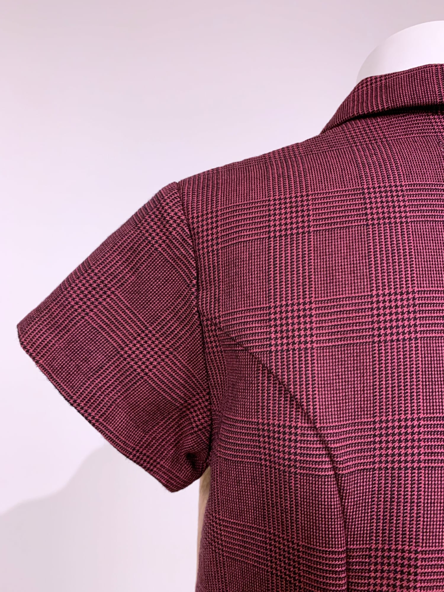 Junya Watanabe winter 1995 gold polo shirt with burgundy glen plaid back