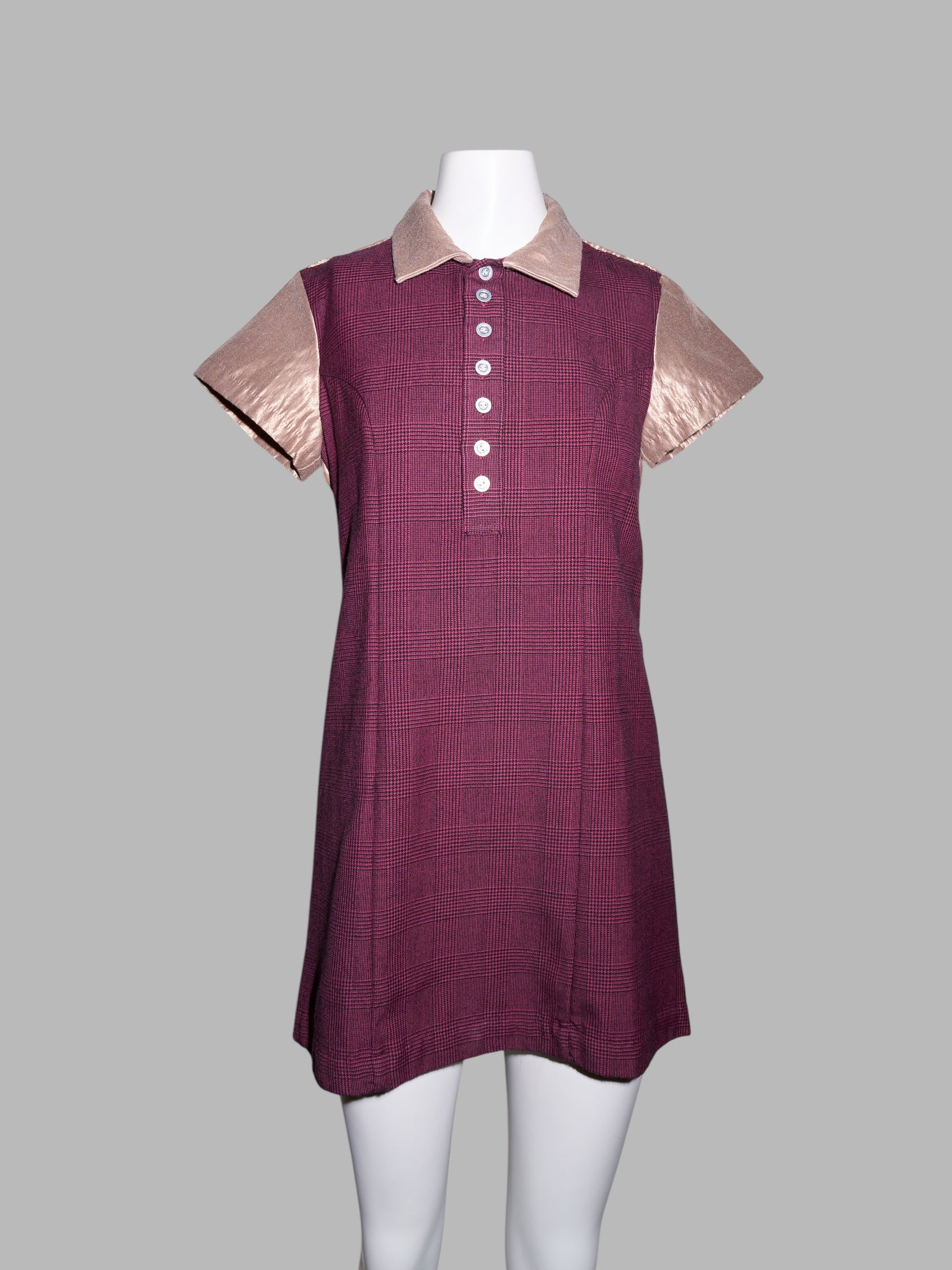 Junya Watanabe winter 1995 glen plaid micro mini dress tunic with sparkly back