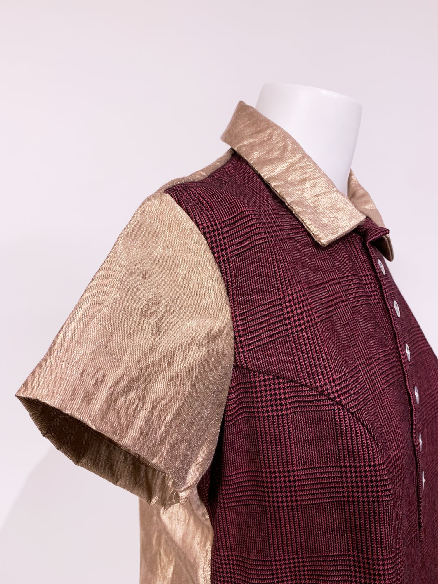 Junya Watanabe winter 1995 glen plaid micro mini dress tunic with sparkly back