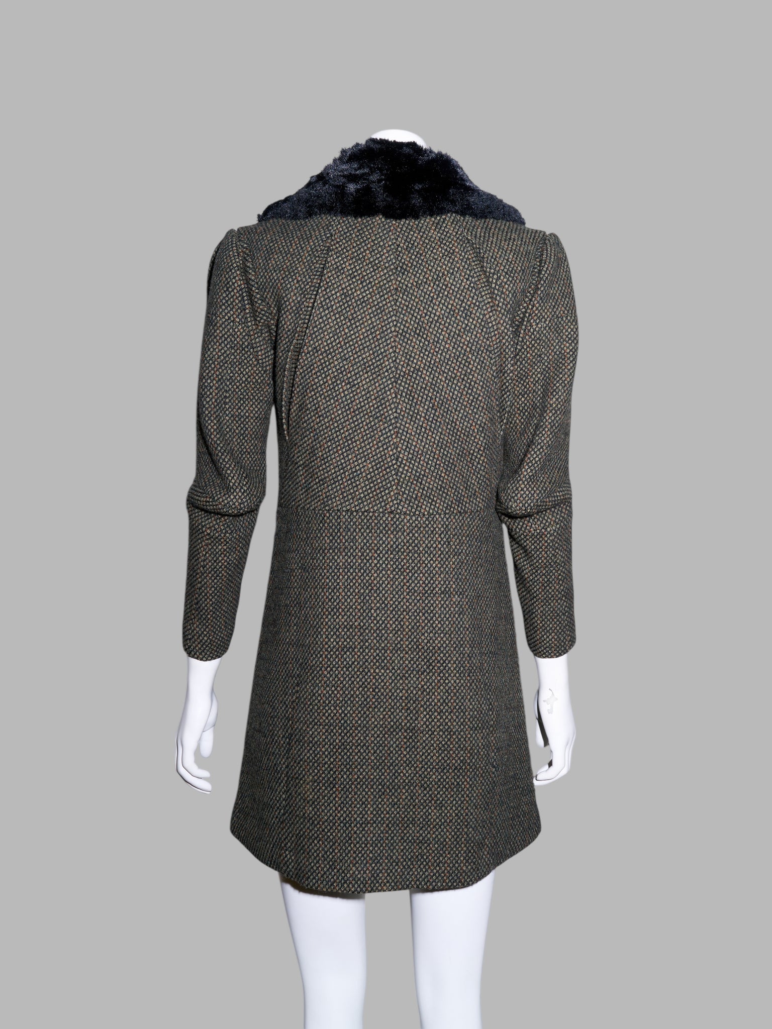 Junya Watanabe winter 1995 three dimensional tweed coat with faux fur collar