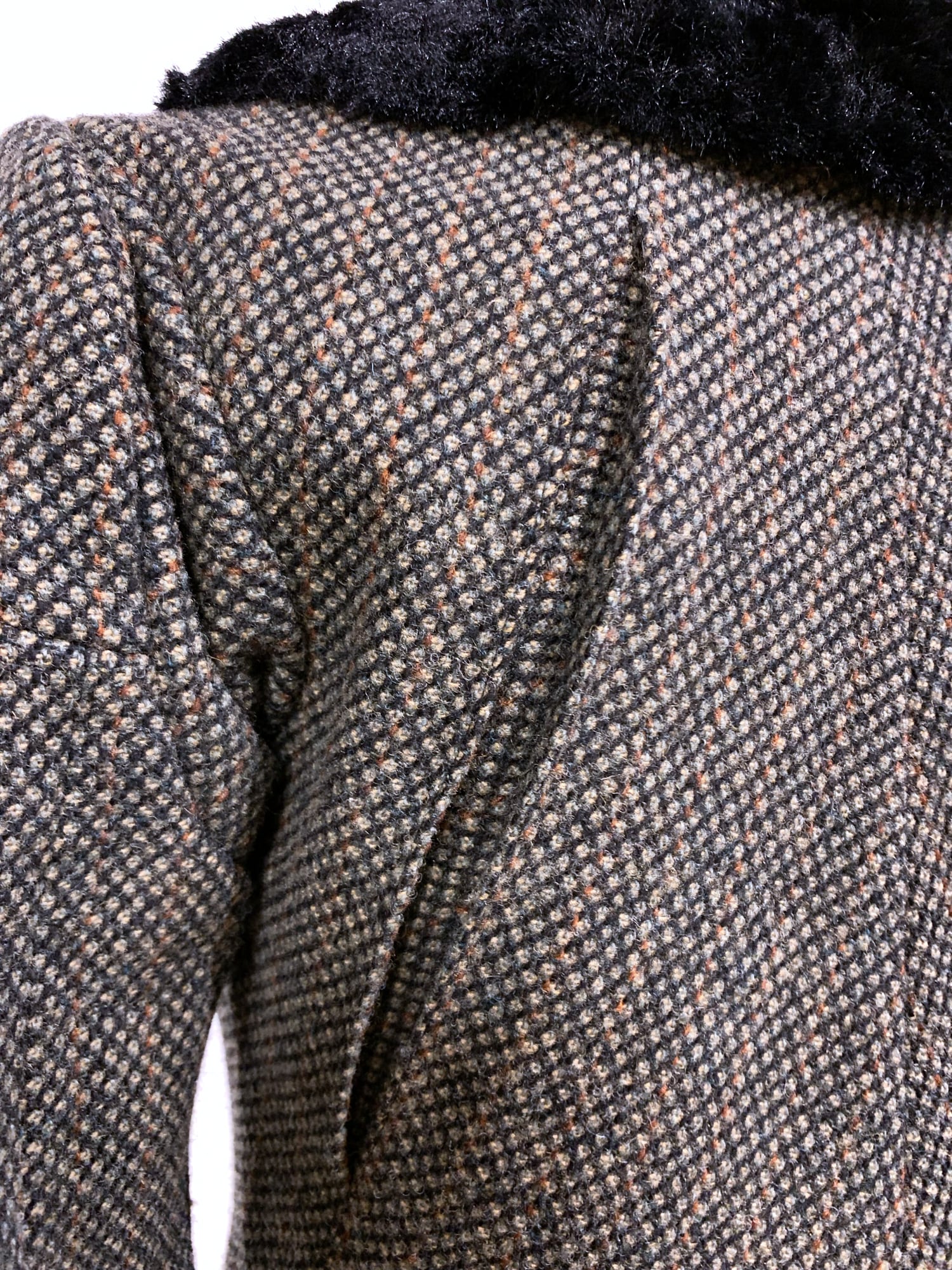 Junya Watanabe winter 1995 three dimensional tweed coat with faux fur collar