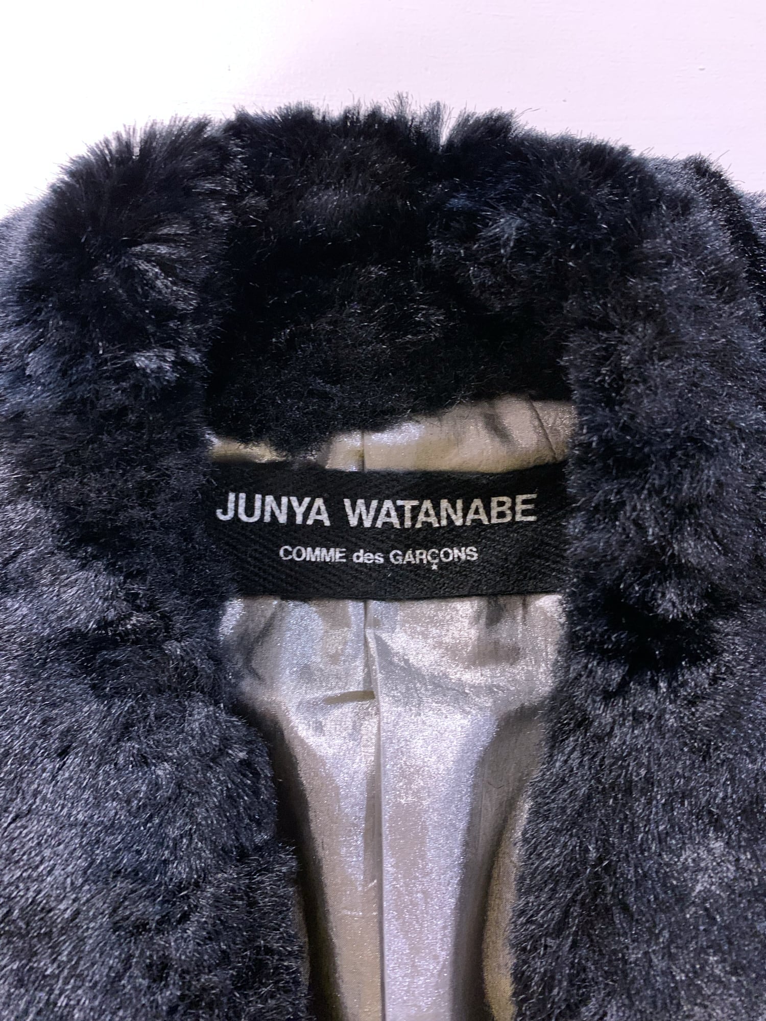 Junya Watanabe winter 1995 three dimensional tweed coat with faux fur collar