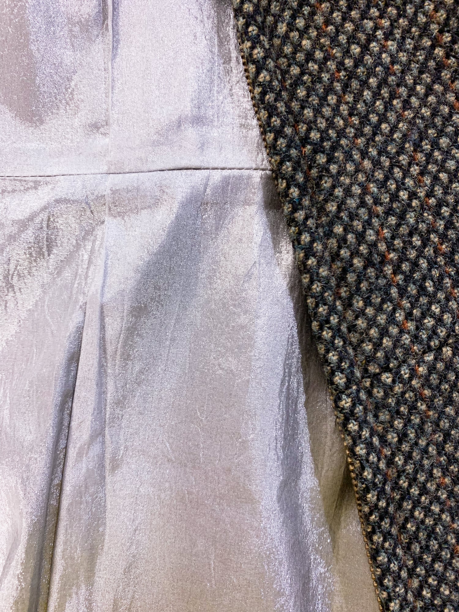 Junya Watanabe winter 1995 three dimensional tweed coat with faux fur collar