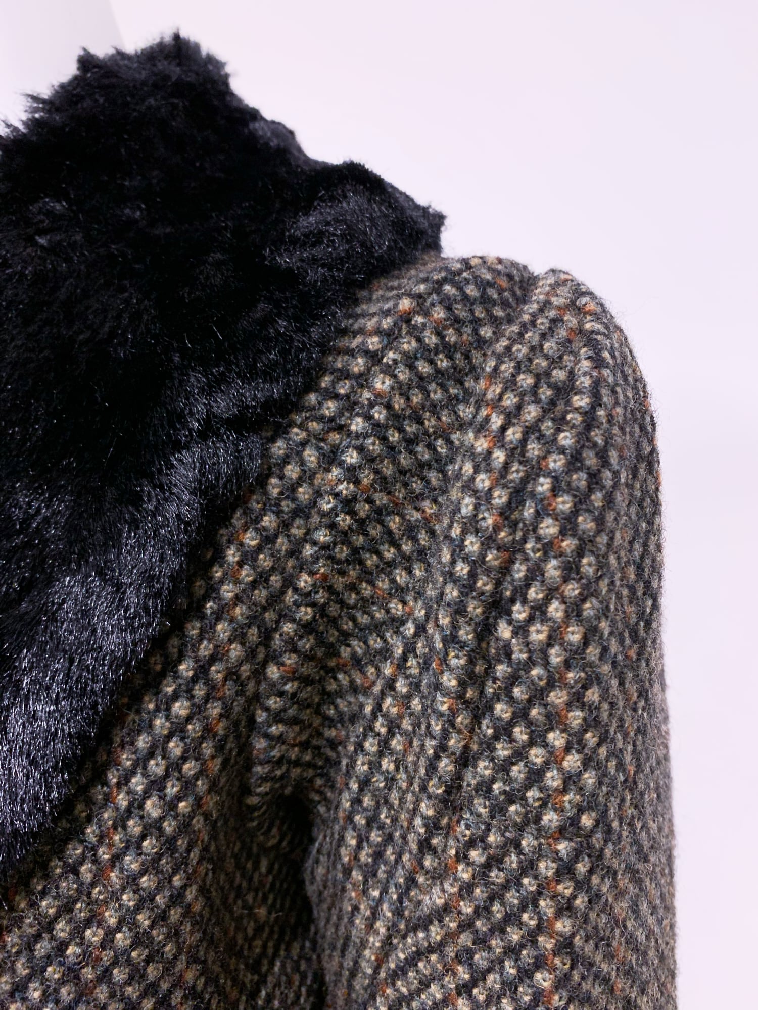 Junya Watanabe winter 1995 three dimensional tweed coat with faux fur collar
