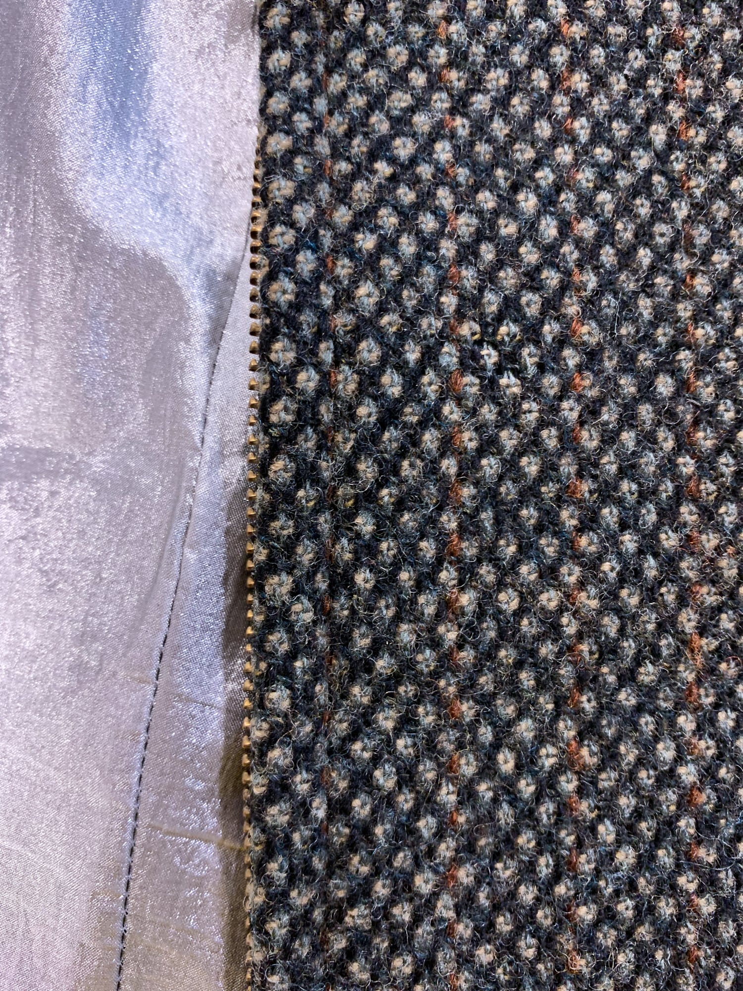Junya Watanabe winter 1995 three dimensional tweed coat with faux fur collar