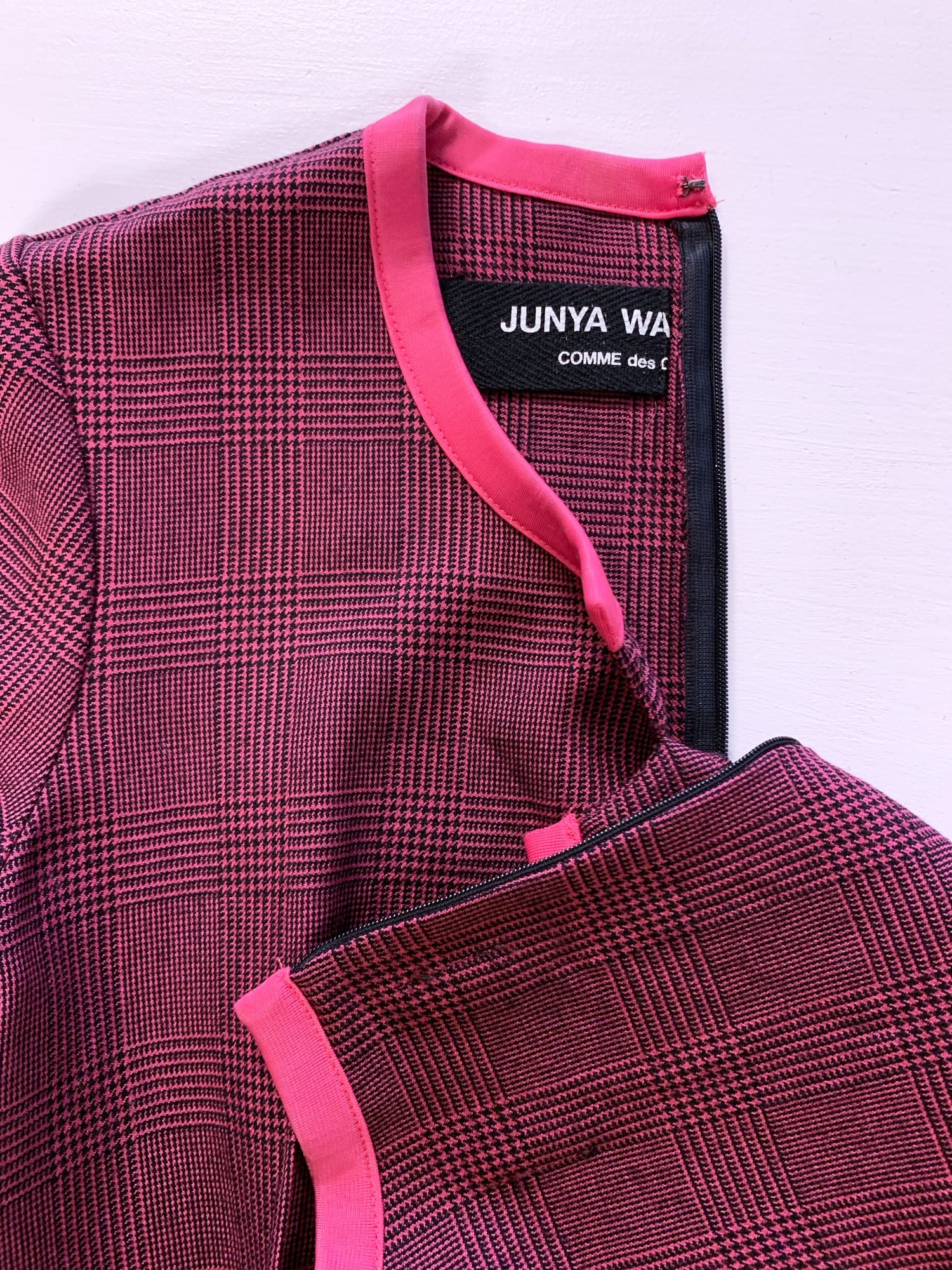 Junya Watanabe Comme des Garcons winter 1995 purple wool glen plaid mini dress