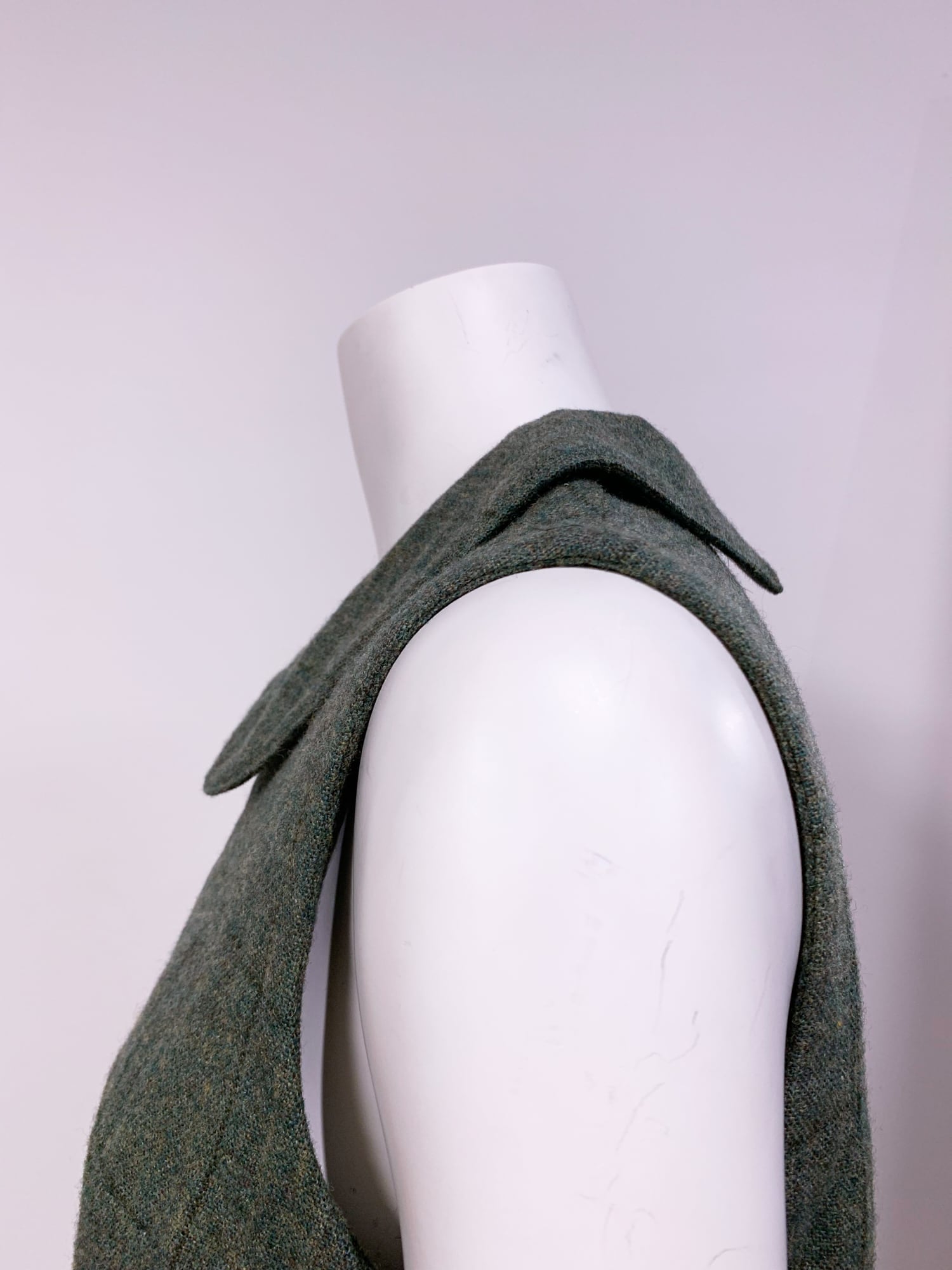 Tricot Comme des Garcons winter 1995 green wool mini dress with silver panel